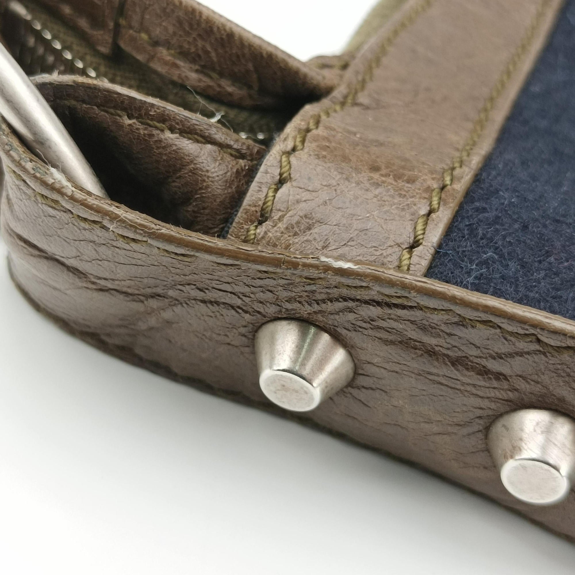 Vintage Balenciaga Day Line Navy Blue × Brown Canvas×Leather  shoulderbag | stylenewstar
