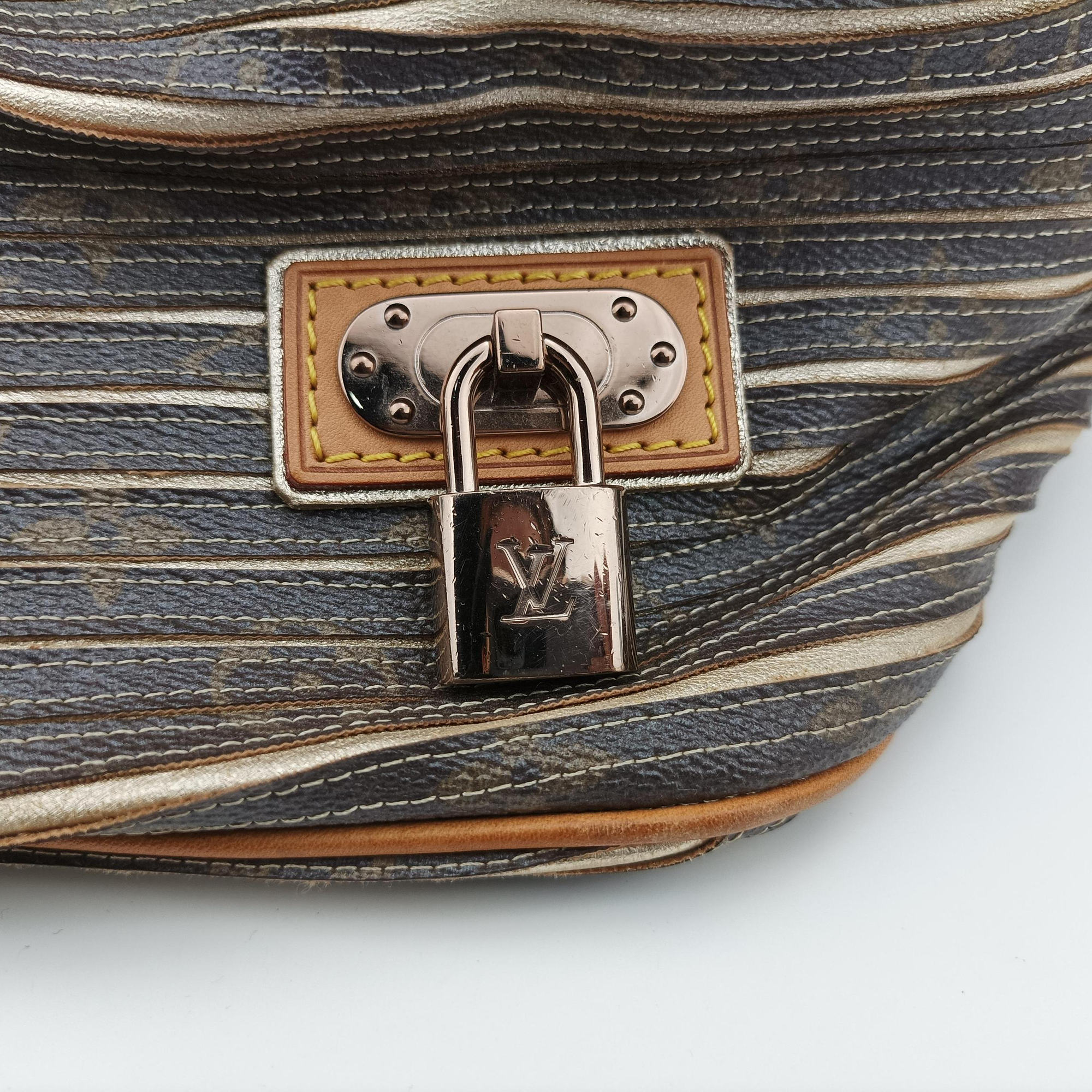 Pre-owned Louis Vuitton Neo brown×Argent Monogram Eden×calf leather M40355 shoulderbag | stylenewstar