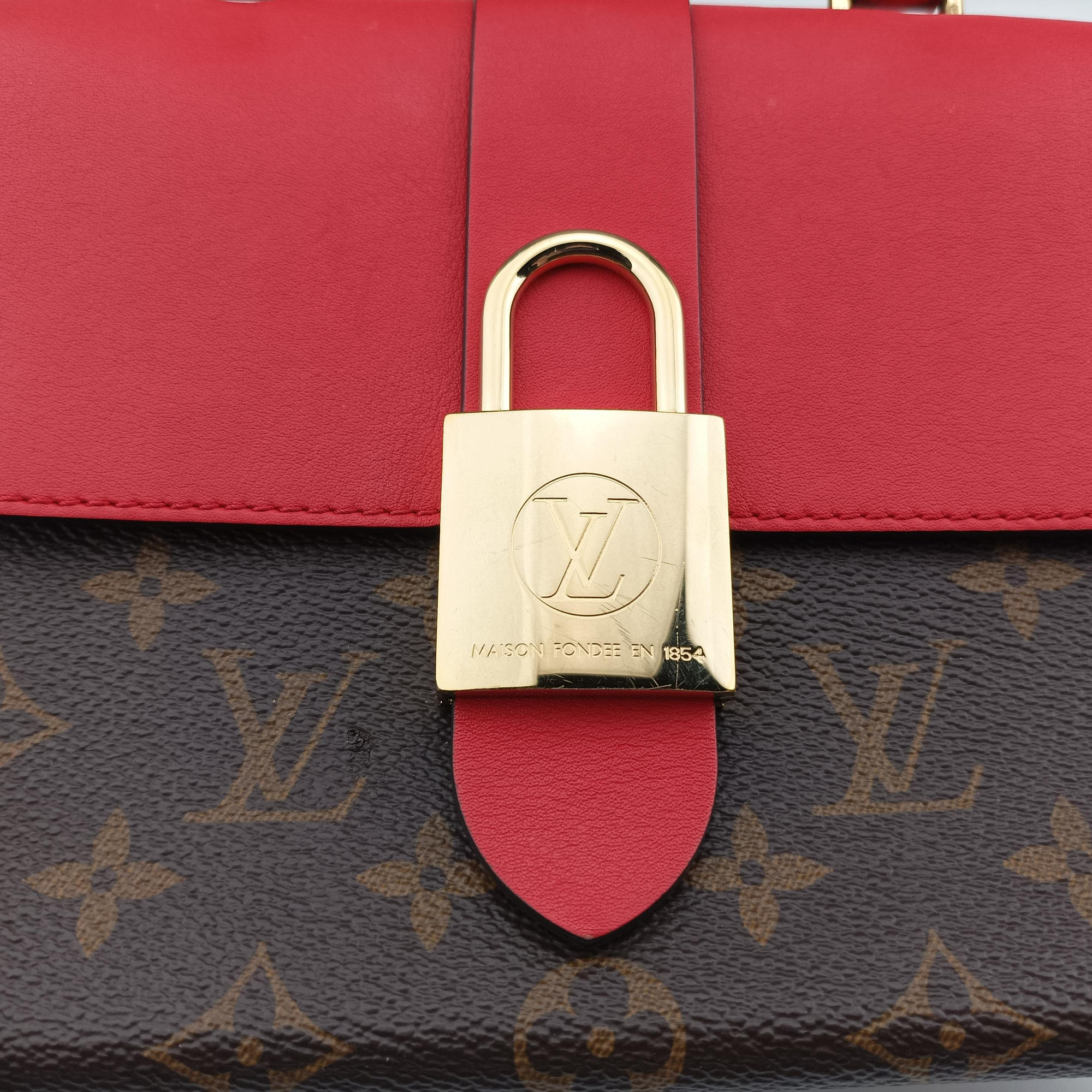 Pre-owned Louis Vuitton Rocky BB Monogram/Brown×Coqulicot Monogram canvas×calf leather M44322 shoulderbag | stylenewstar