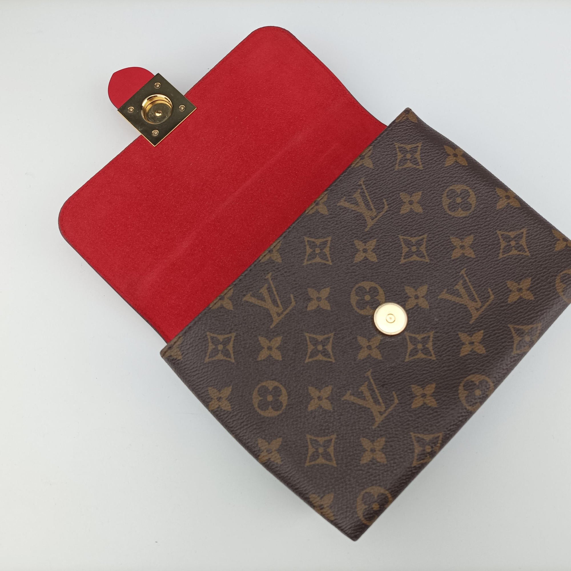 Pre-owned Louis Vuitton Rocky BB Monogram/Brown×Coqulicot Monogram canvas×calf leather M44322 shoulderbag | stylenewstar