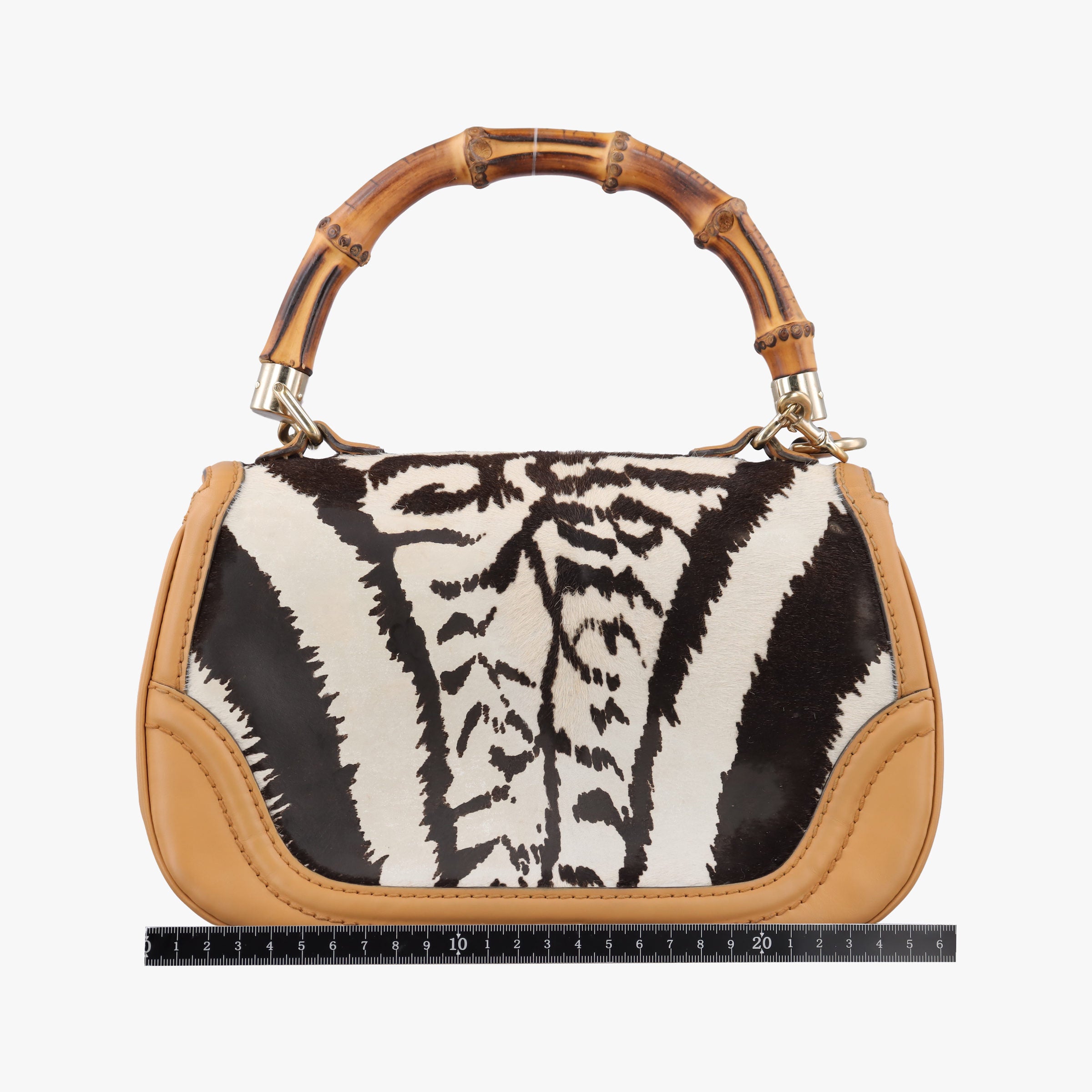 Pre-owned Gucci New Bamboo Multicolour ponyhair ×leather 254884 shoulderbag | stylenewstar