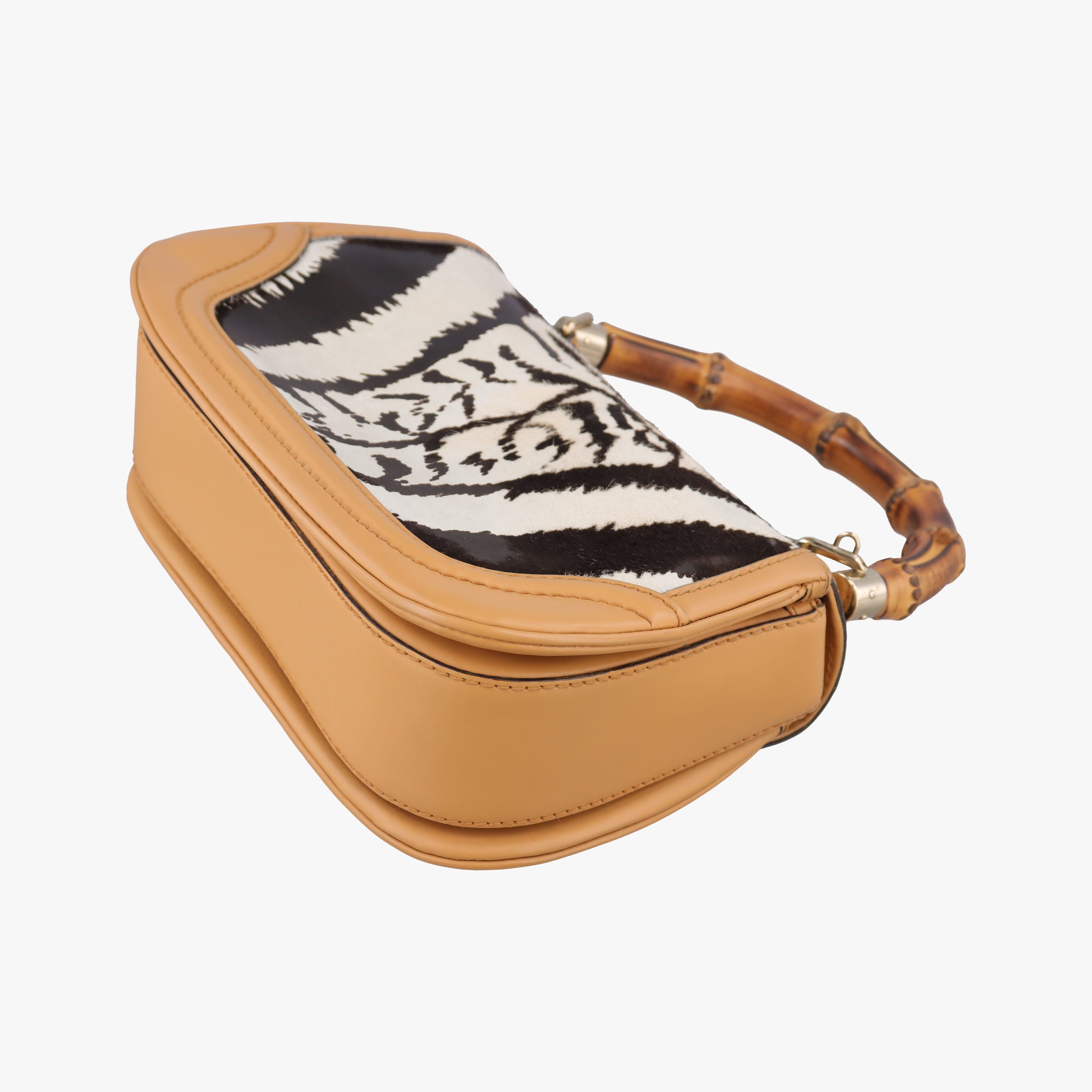 Pre-owned Gucci New Bamboo Multicolour ponyhair ×leather 254884 shoulderbag | stylenewstar