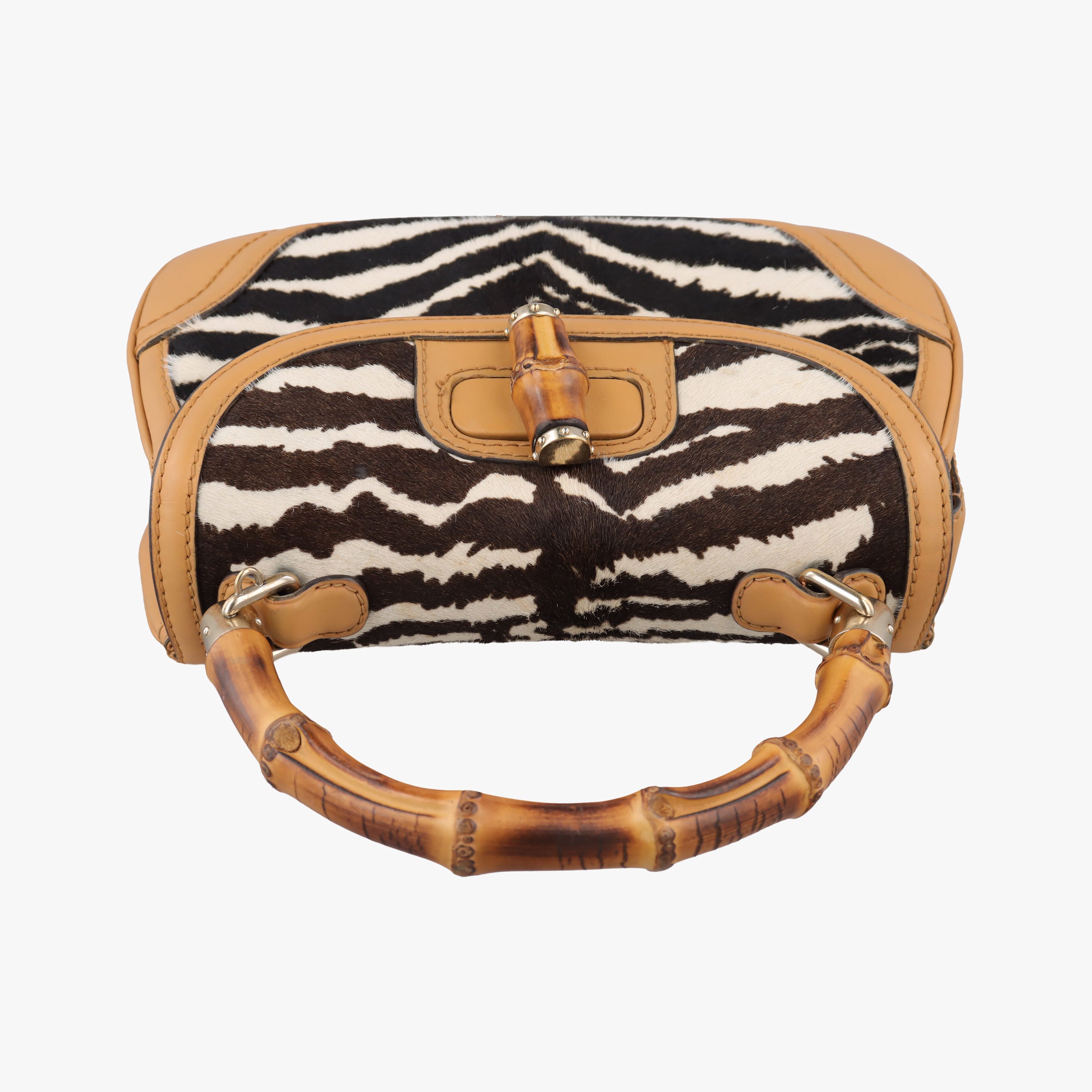 Pre-owned Gucci New Bamboo Multicolour ponyhair ×leather 254884 shoulderbag | stylenewstar