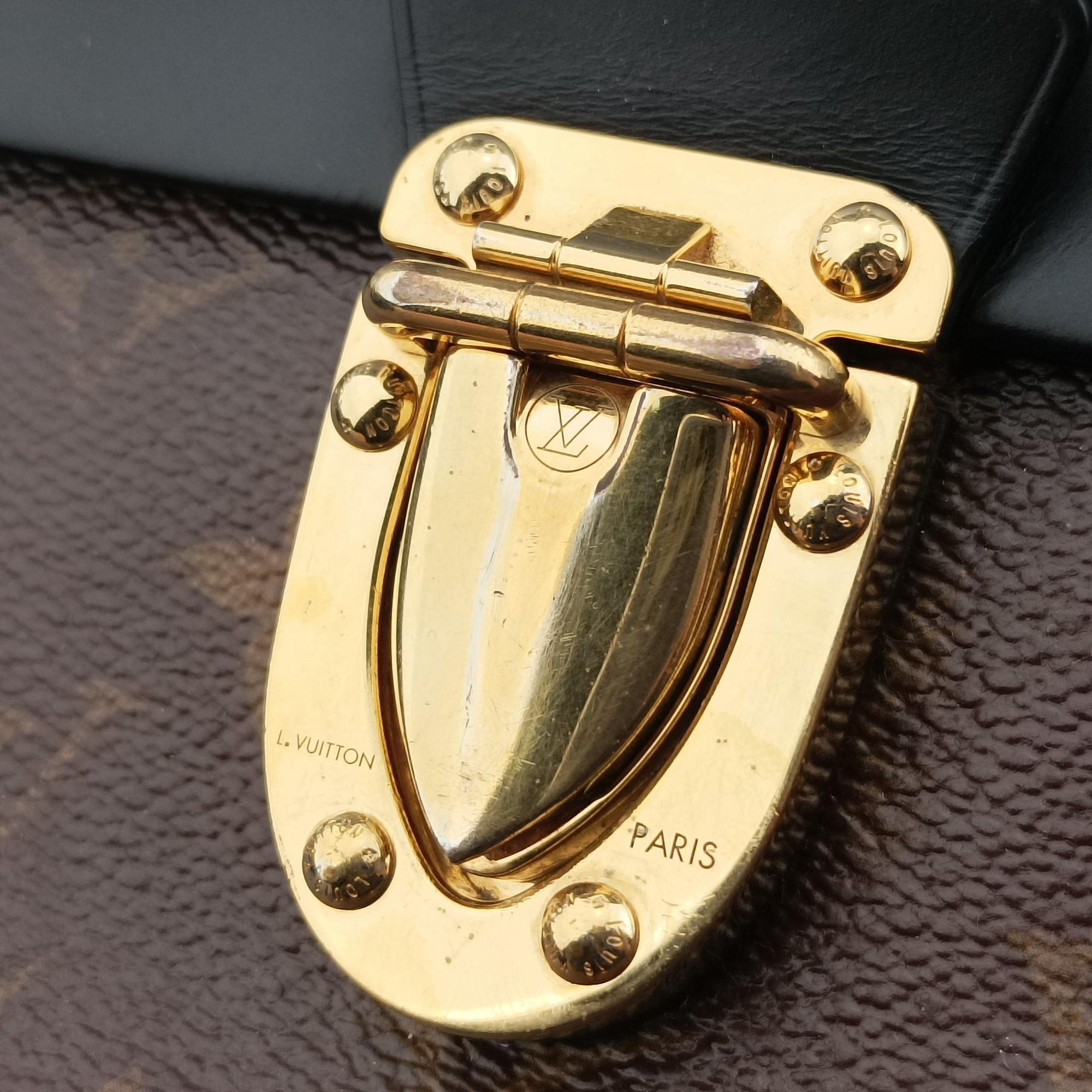 Pre-owned Louis Vuitton One-handle Flap MM　　 brown×black Monogram Canvas×calf leather M43125 shoulderbag | stylenewstar