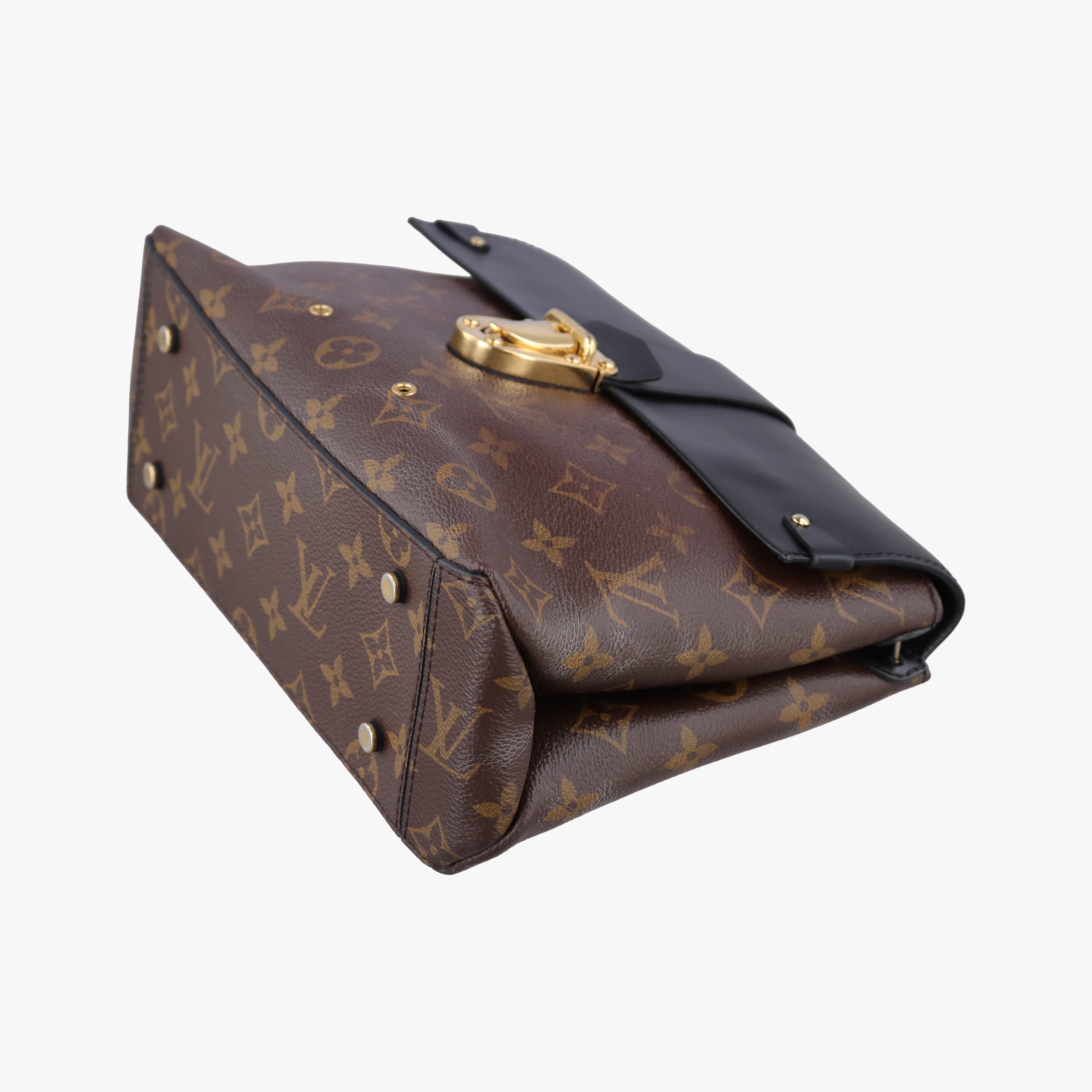 Pre-owned Louis Vuitton One-handle Flap MM　　 brown×black Monogram Canvas×calf leather M43125 shoulderbag | stylenewstar