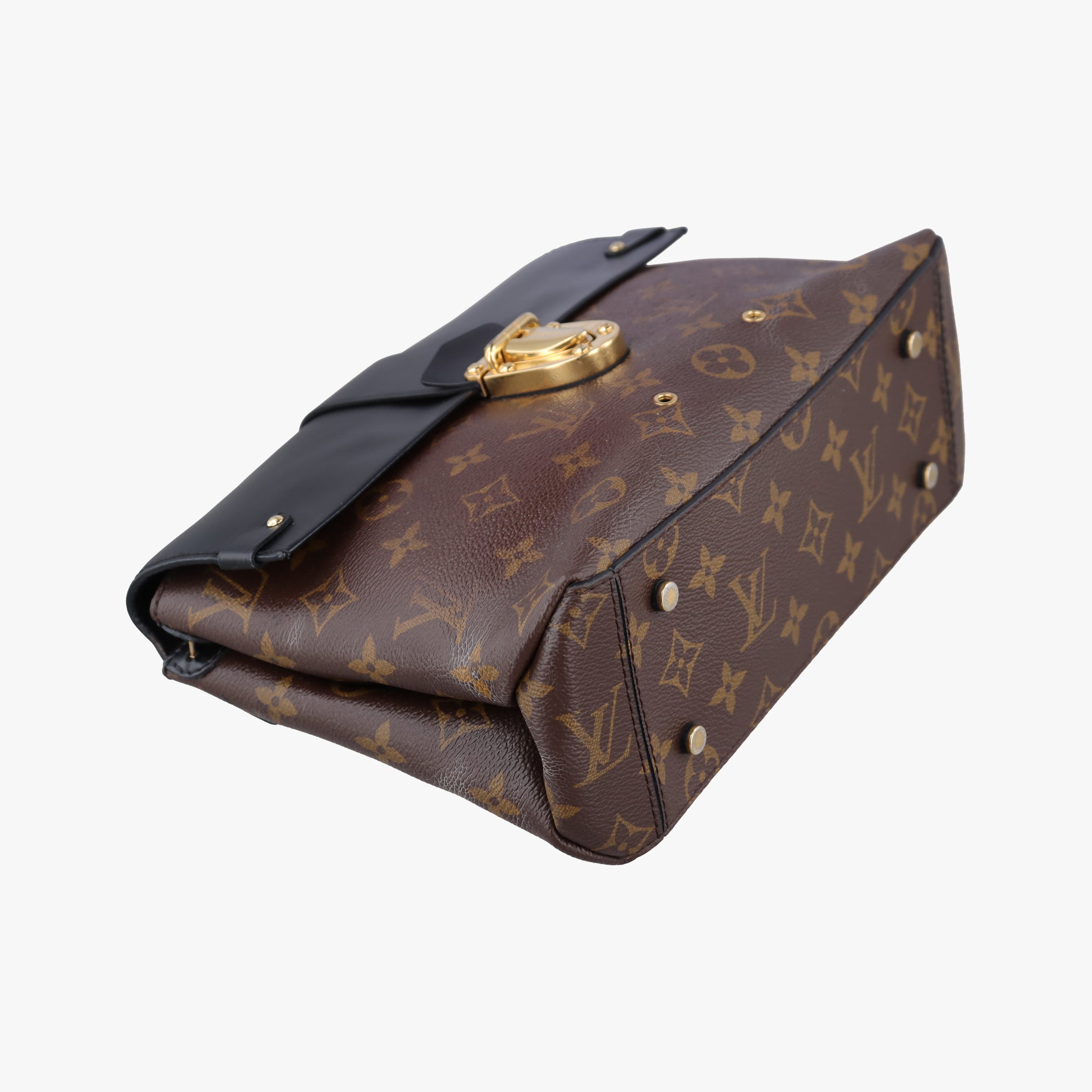 Pre-owned Louis Vuitton One-handle Flap MM　　 brown×black Monogram Canvas×calf leather M43125 shoulderbag | stylenewstar