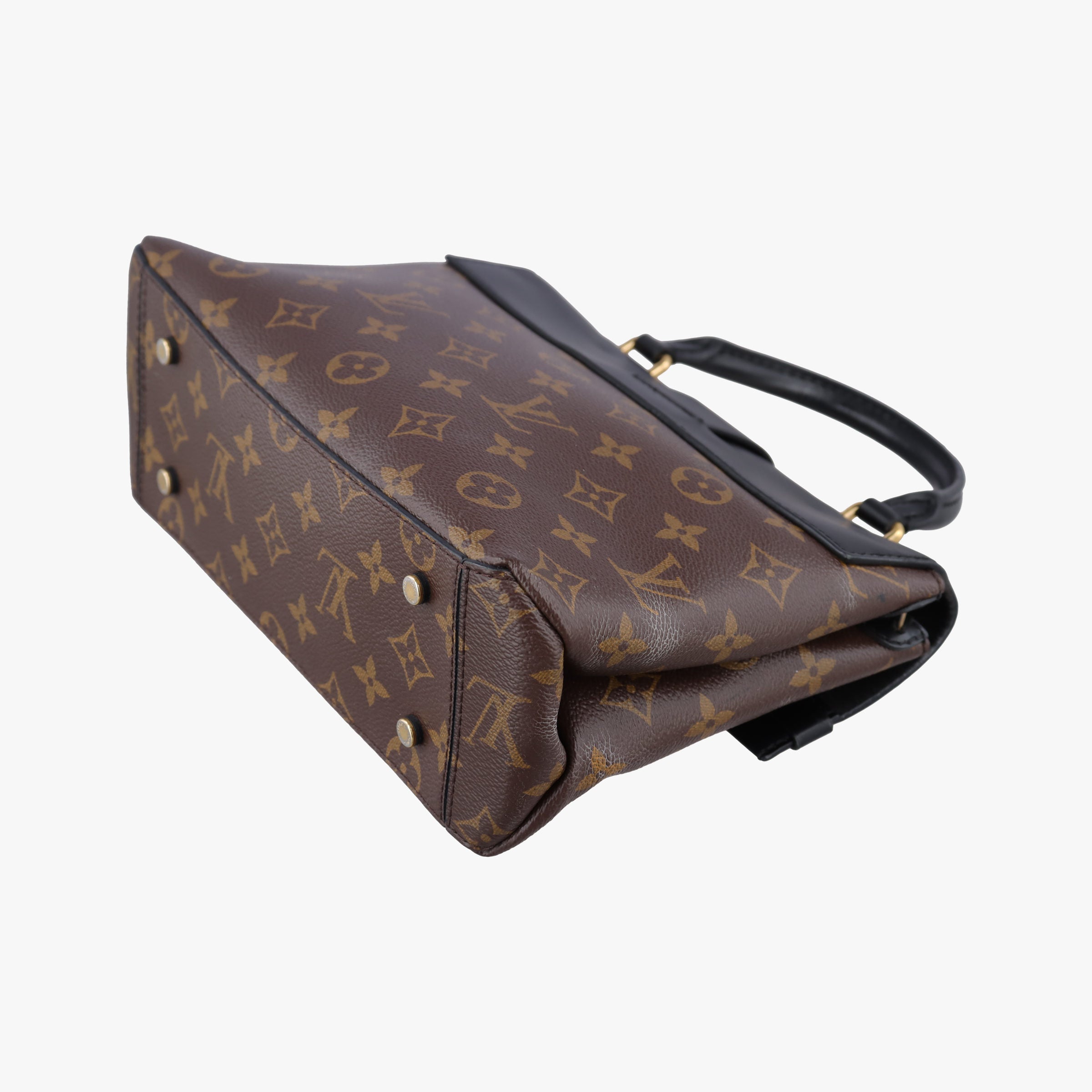 Pre-owned Louis Vuitton One-handle Flap MM　　 brown×black Monogram Canvas×calf leather M43125 shoulderbag | stylenewstar