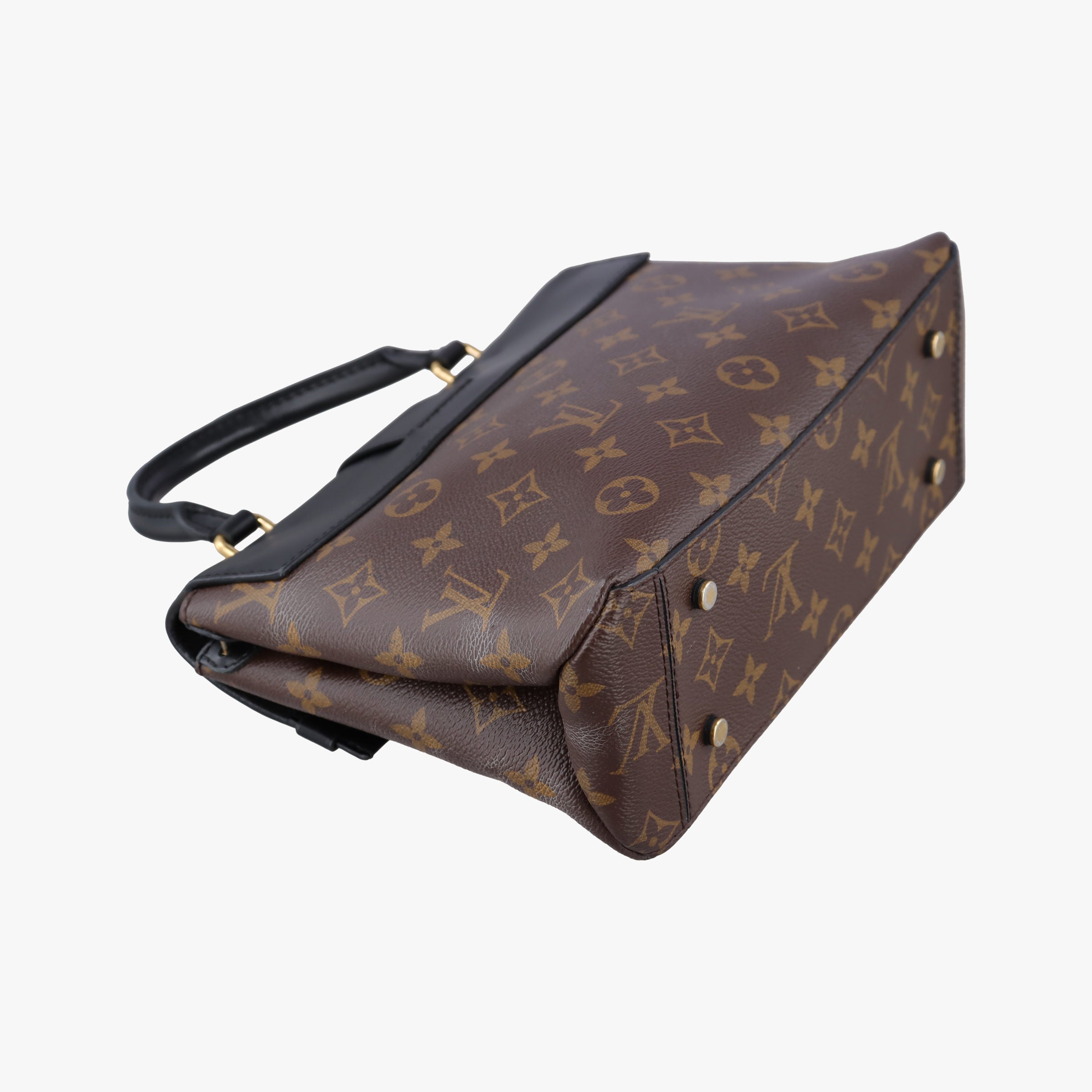 Pre-owned Louis Vuitton One-handle Flap MM　　 brown×black Monogram Canvas×calf leather M43125 shoulderbag | stylenewstar