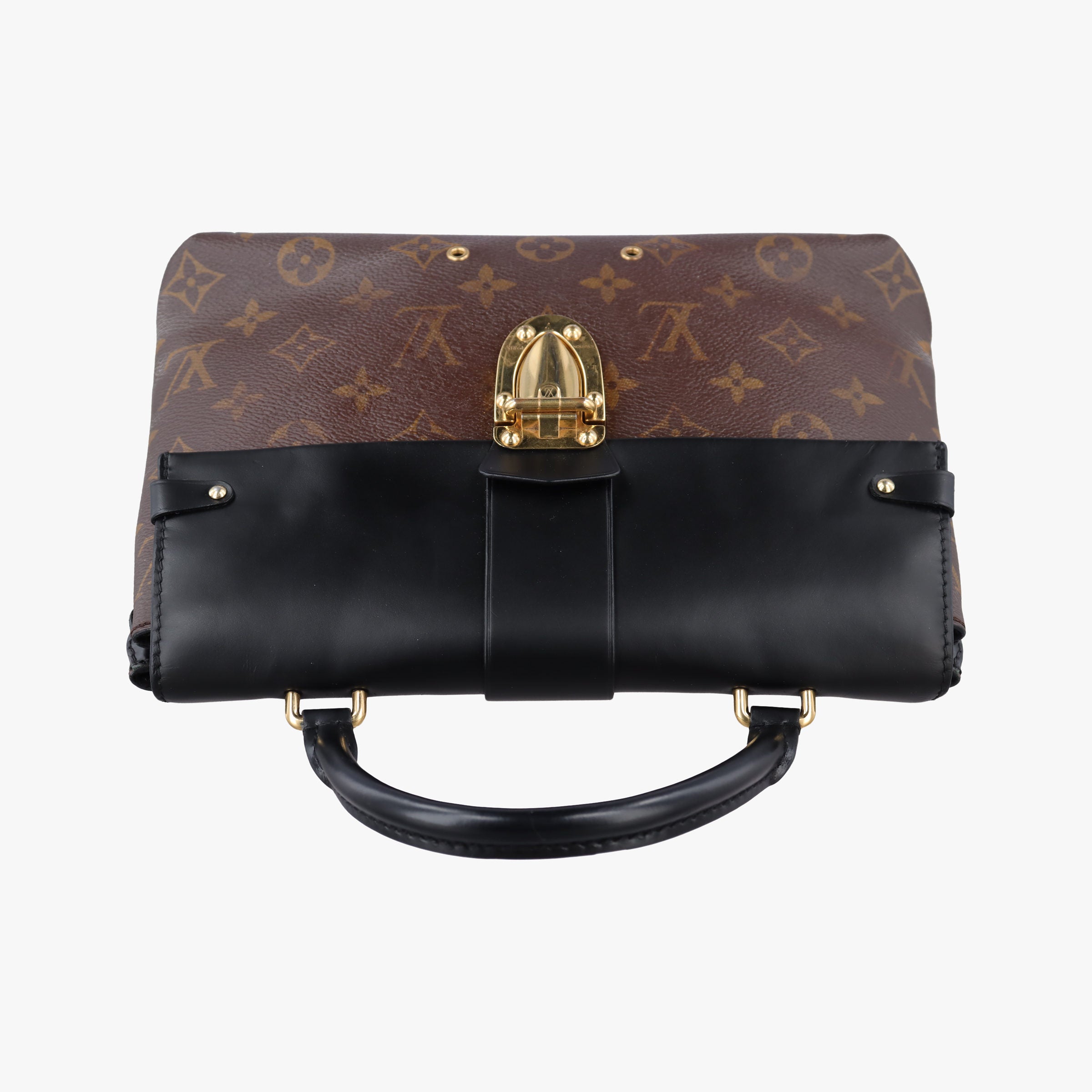 Pre-owned Louis Vuitton One-handle Flap MM　　 brown×black Monogram Canvas×calf leather M43125 shoulderbag | stylenewstar