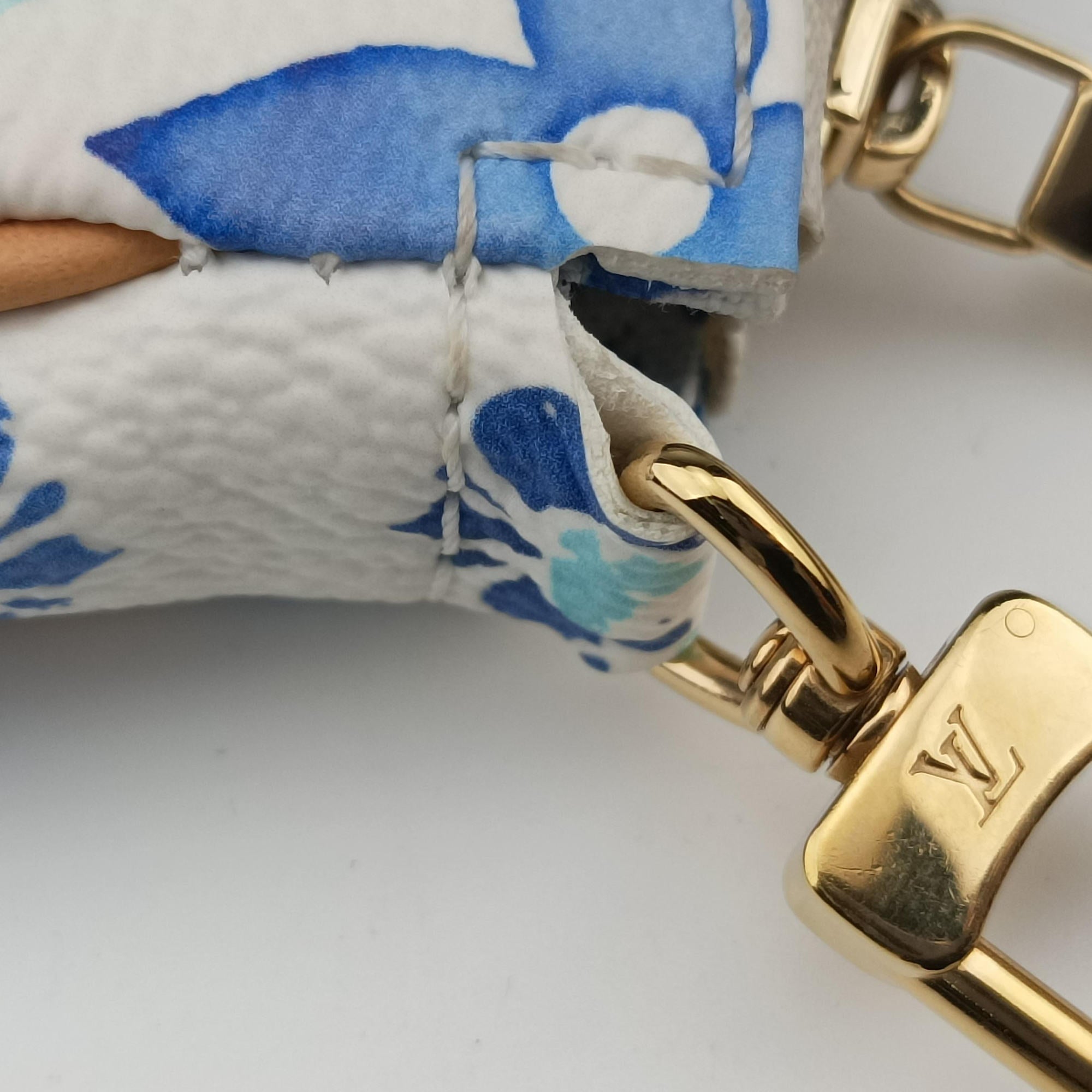 Pre-owned Louis Vuitton MULTI POCHETTE ACCESSOIRES White x Blue x Beige Monogram Tile Canvas M25374 shoulderbag | stylenewstar