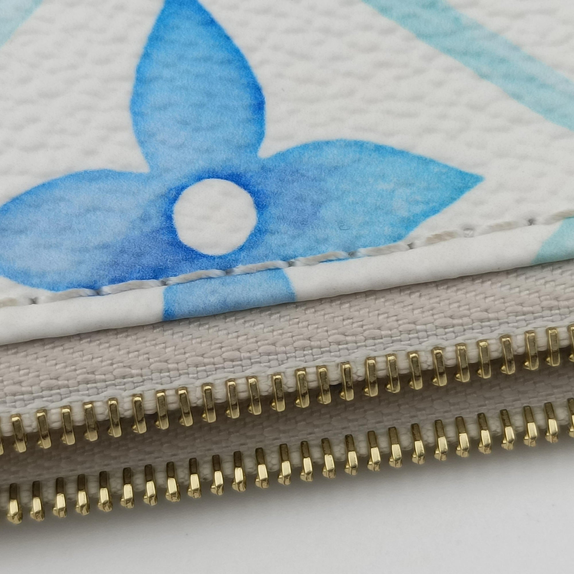 Pre-owned Louis Vuitton MULTI POCHETTE ACCESSOIRES White x Blue x Beige Monogram Tile Canvas M25374 shoulderbag | stylenewstar