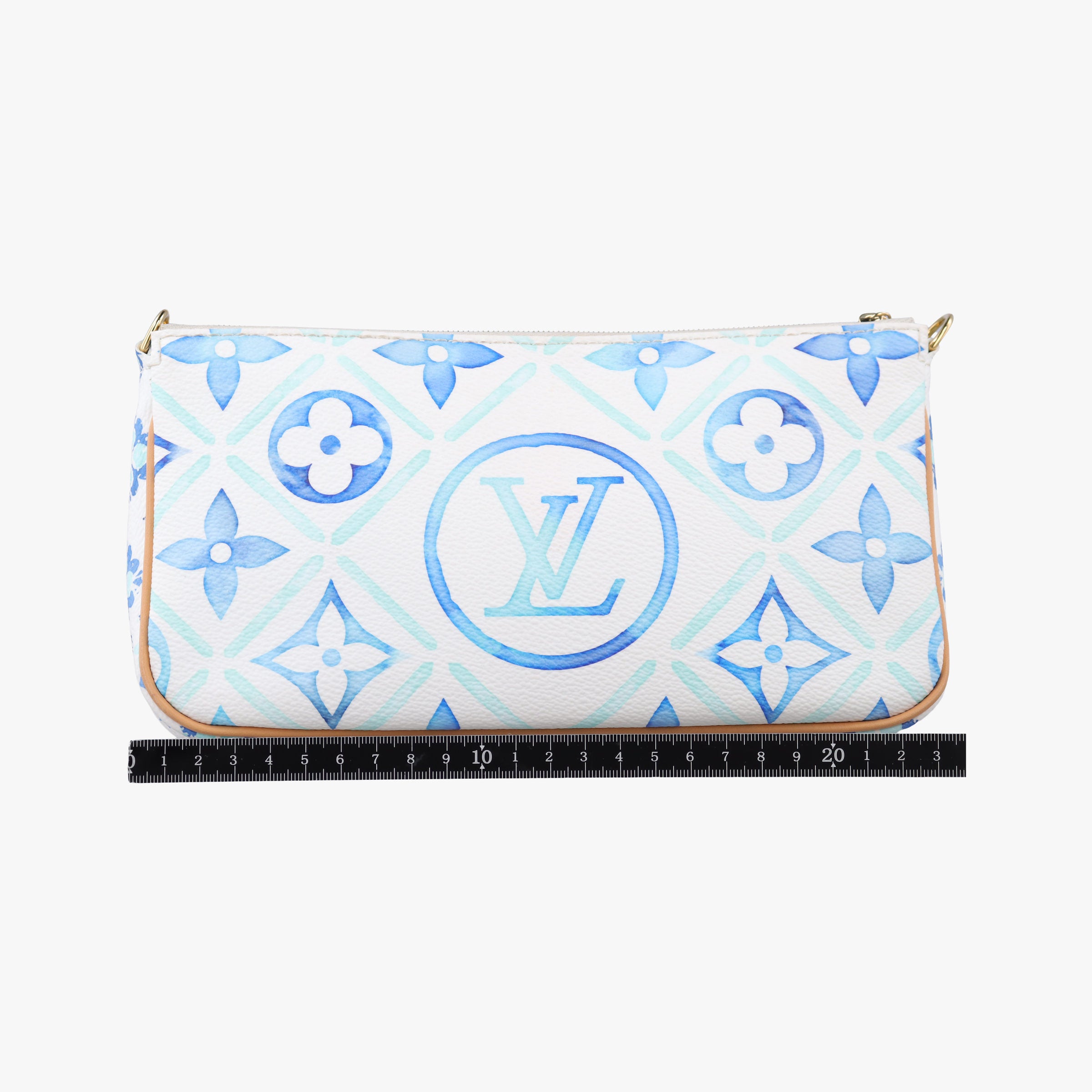 Pre-owned Louis Vuitton MULTI POCHETTE ACCESSOIRES White x Blue x Beige Monogram Tile Canvas M25374 shoulderbag | stylenewstar