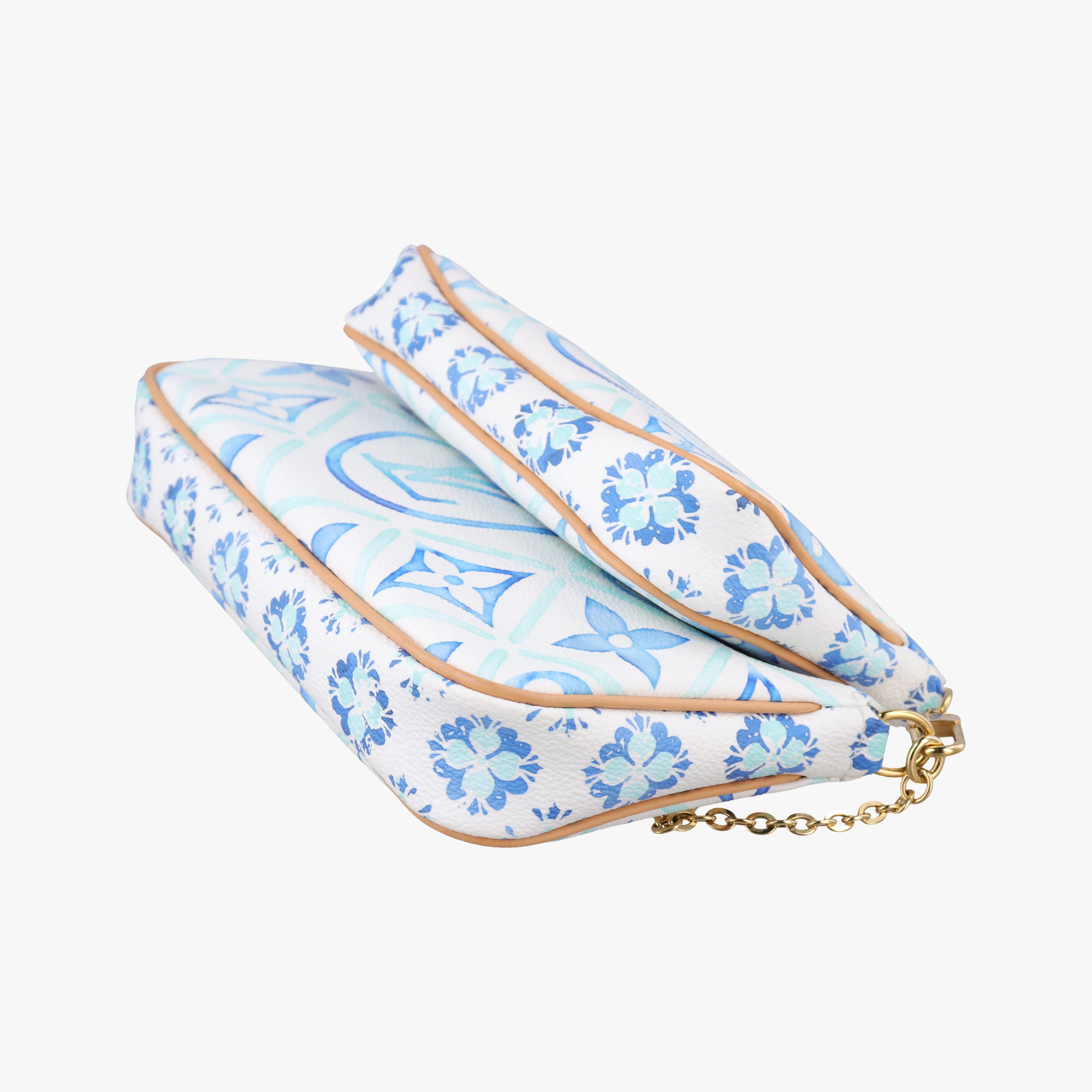 Pre-owned Louis Vuitton MULTI POCHETTE ACCESSOIRES White x Blue x Beige Monogram Tile Canvas M25374 shoulderbag | stylenewstar