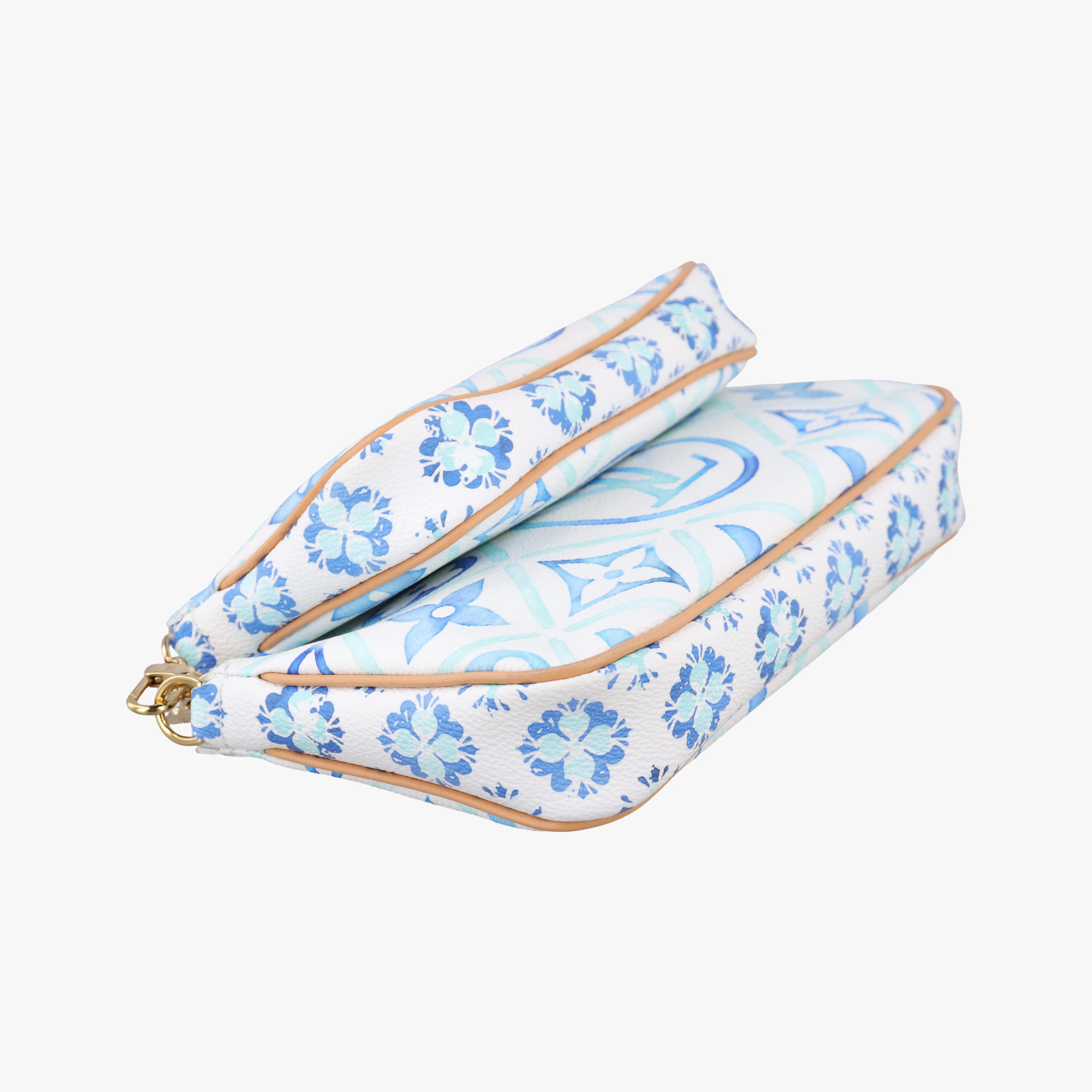 Pre-owned Louis Vuitton MULTI POCHETTE ACCESSOIRES White x Blue x Beige Monogram Tile Canvas M25374 shoulderbag | stylenewstar