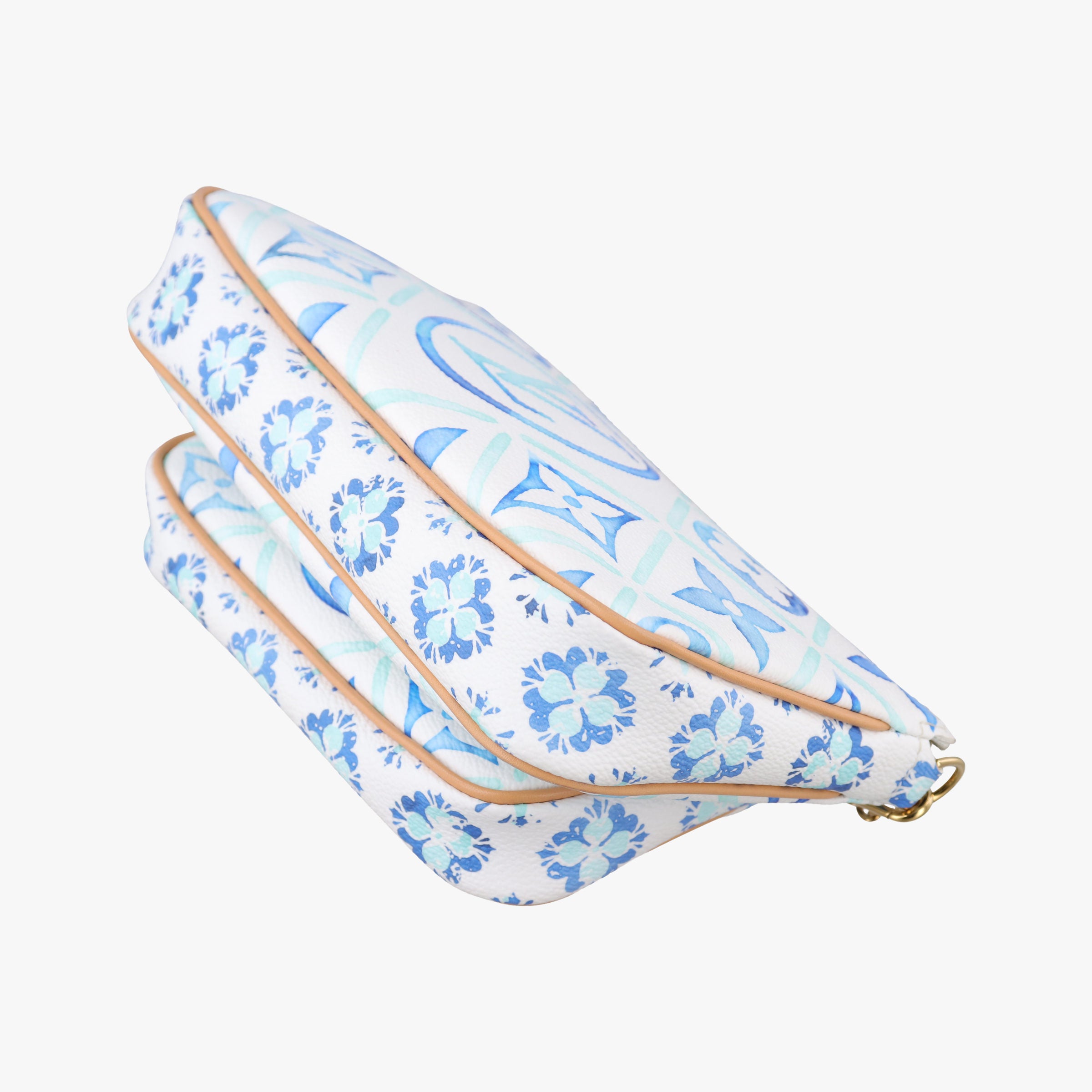 Pre-owned Louis Vuitton MULTI POCHETTE ACCESSOIRES White x Blue x Beige Monogram Tile Canvas M25374 shoulderbag | stylenewstar