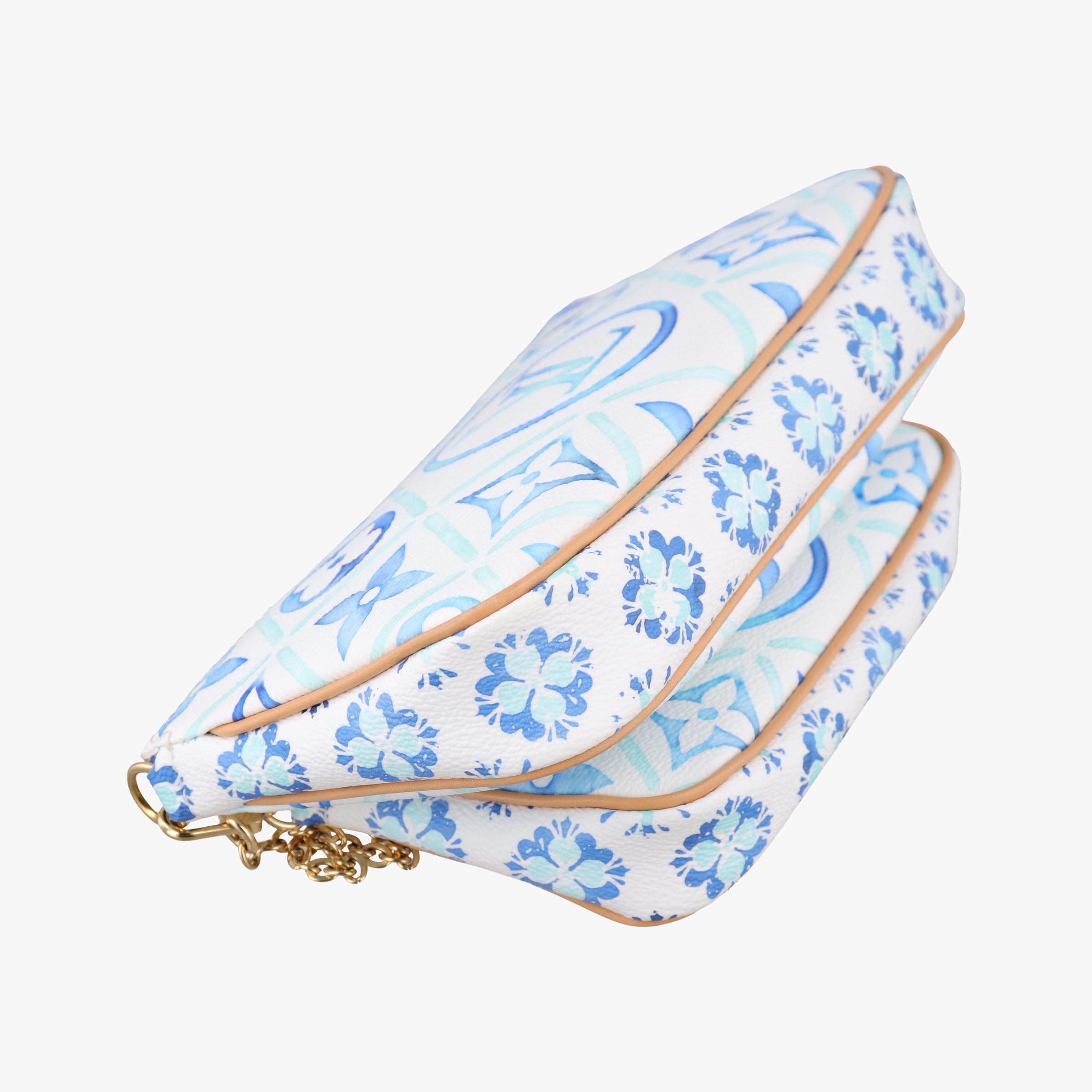 Pre-owned Louis Vuitton MULTI POCHETTE ACCESSOIRES White x Blue x Beige Monogram Tile Canvas M25374 shoulderbag | stylenewstar