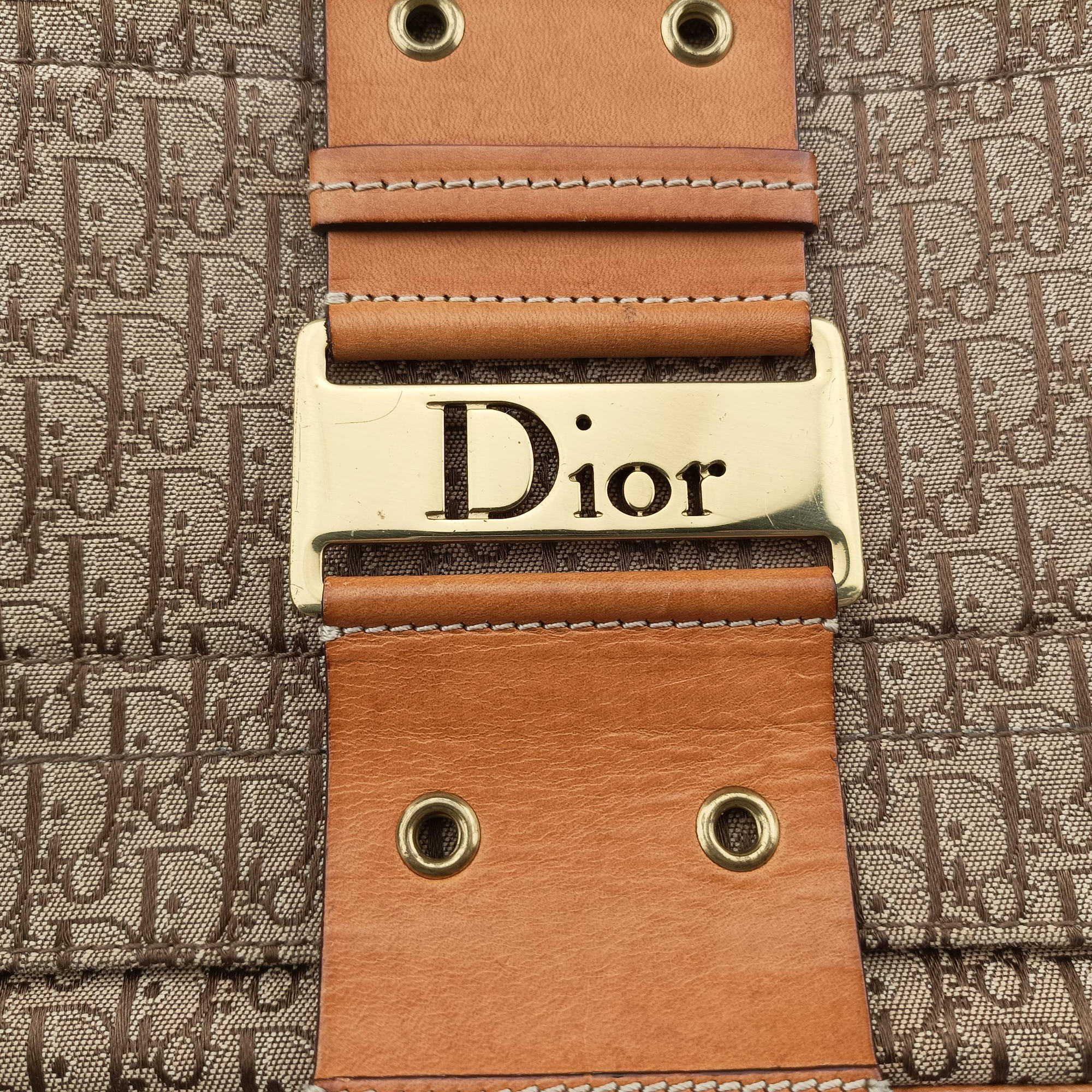 Vintage Christian Dior Street Chic Brown canvasxleather  shoulderbag | stylenewstar