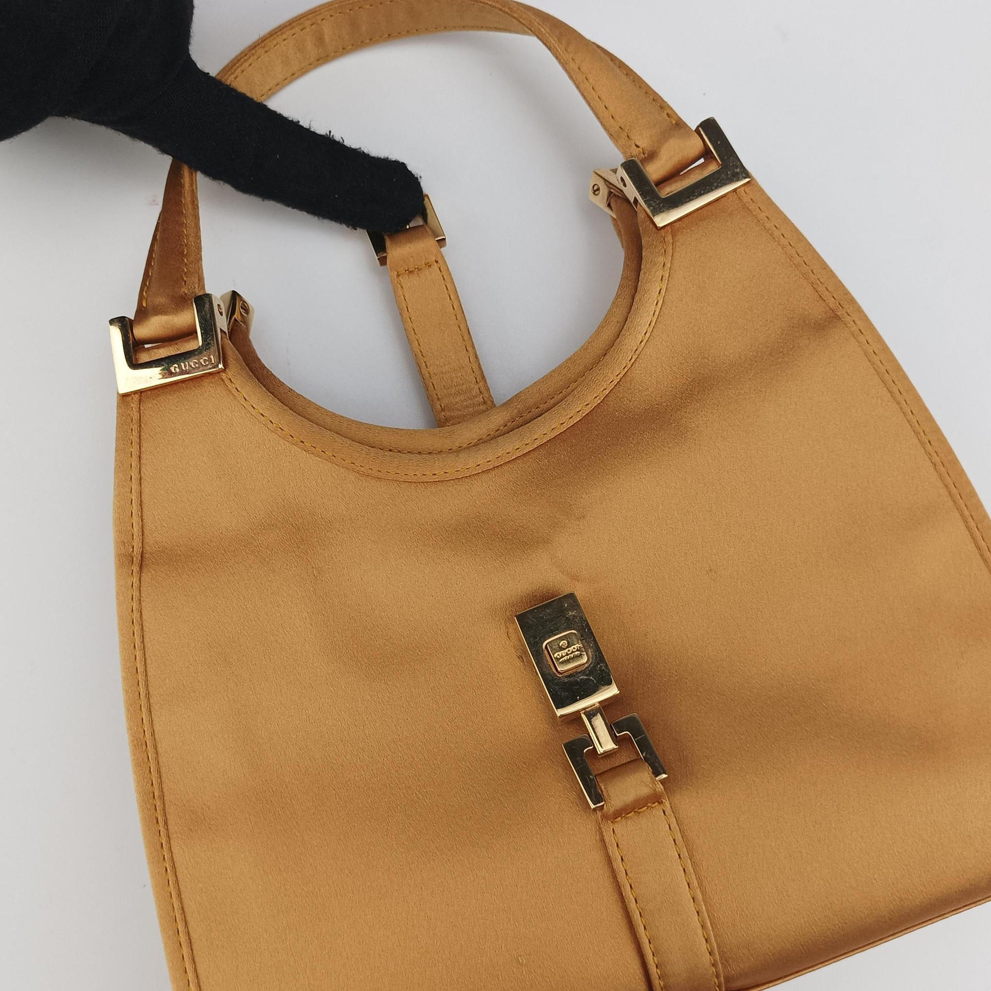 Secondhand Gucci Jackie Golden silk  handbag | stylenewstar