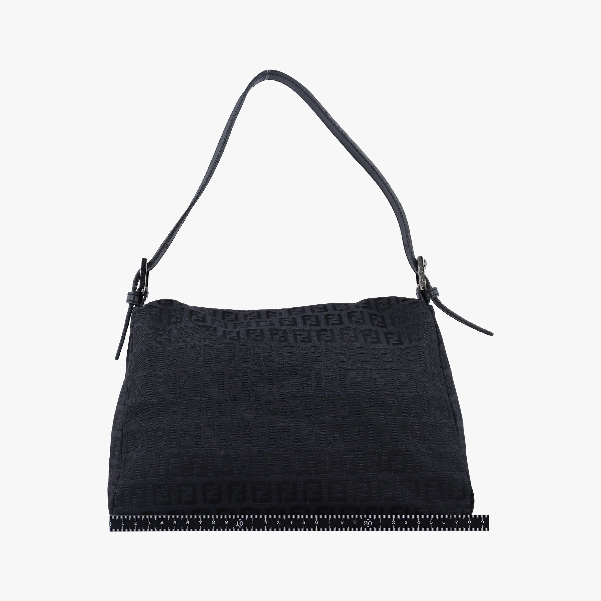 Pre-owned Fendi Baguette Zucchino Black canvas×leather 8BR001 shoulderbag | stylenewstar