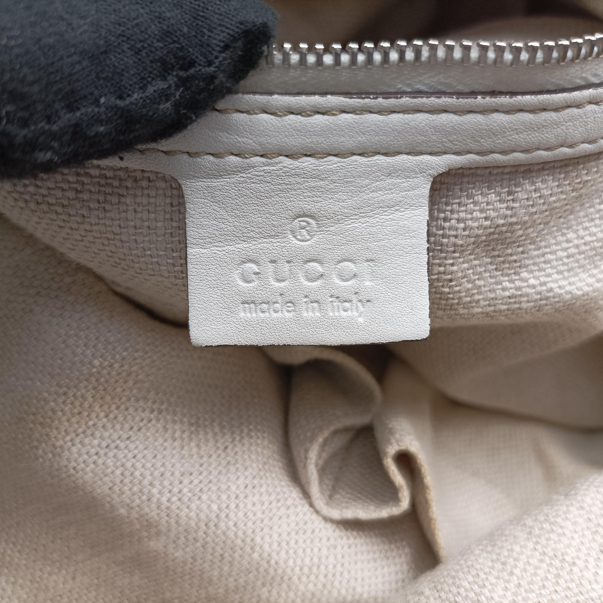 Pre-owned Gucci Icon bit Beige×White canvas× leather 232949 shoulderbag | stylenewstar