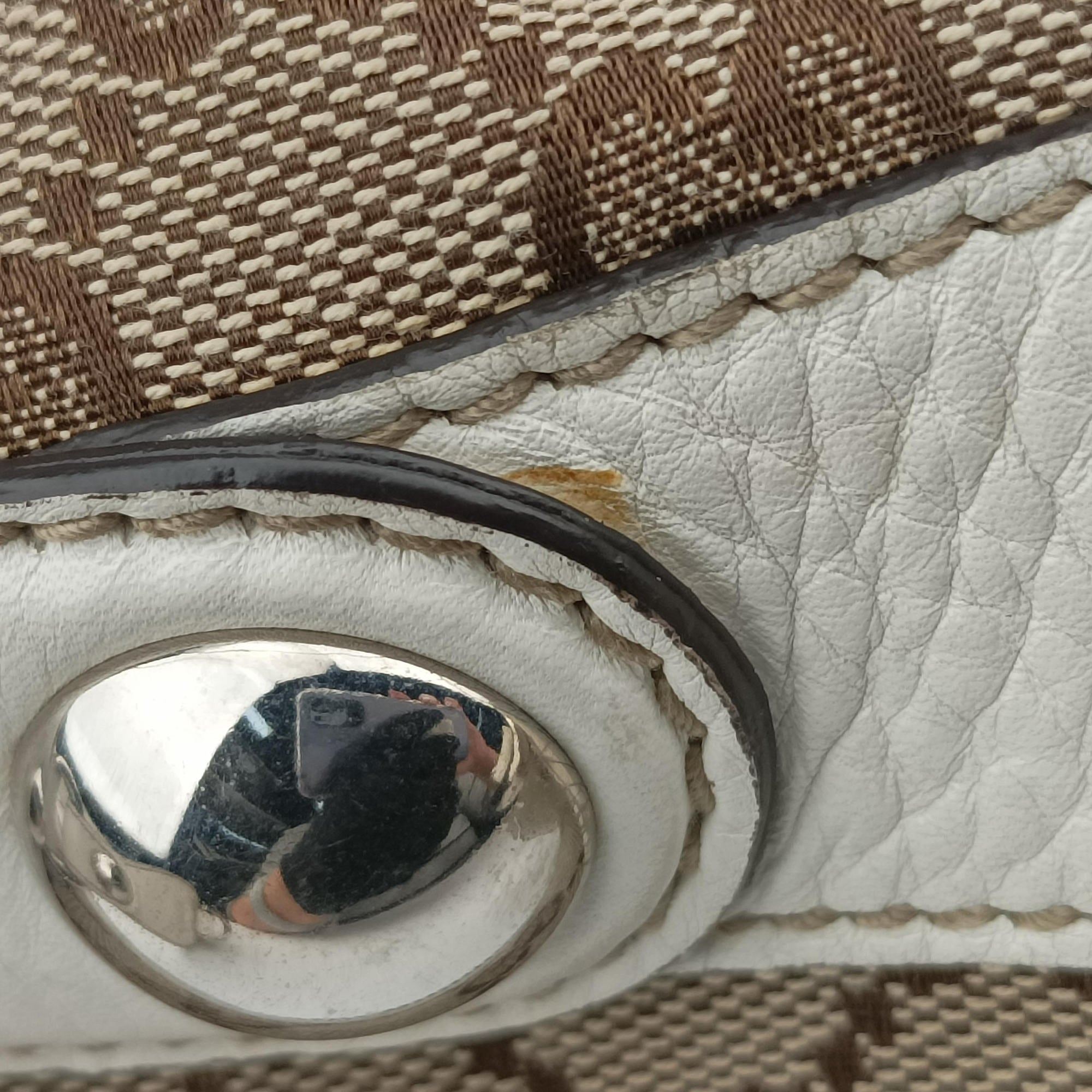 Pre-owned Gucci Icon bit Beige×White canvas× leather 232949 shoulderbag | stylenewstar