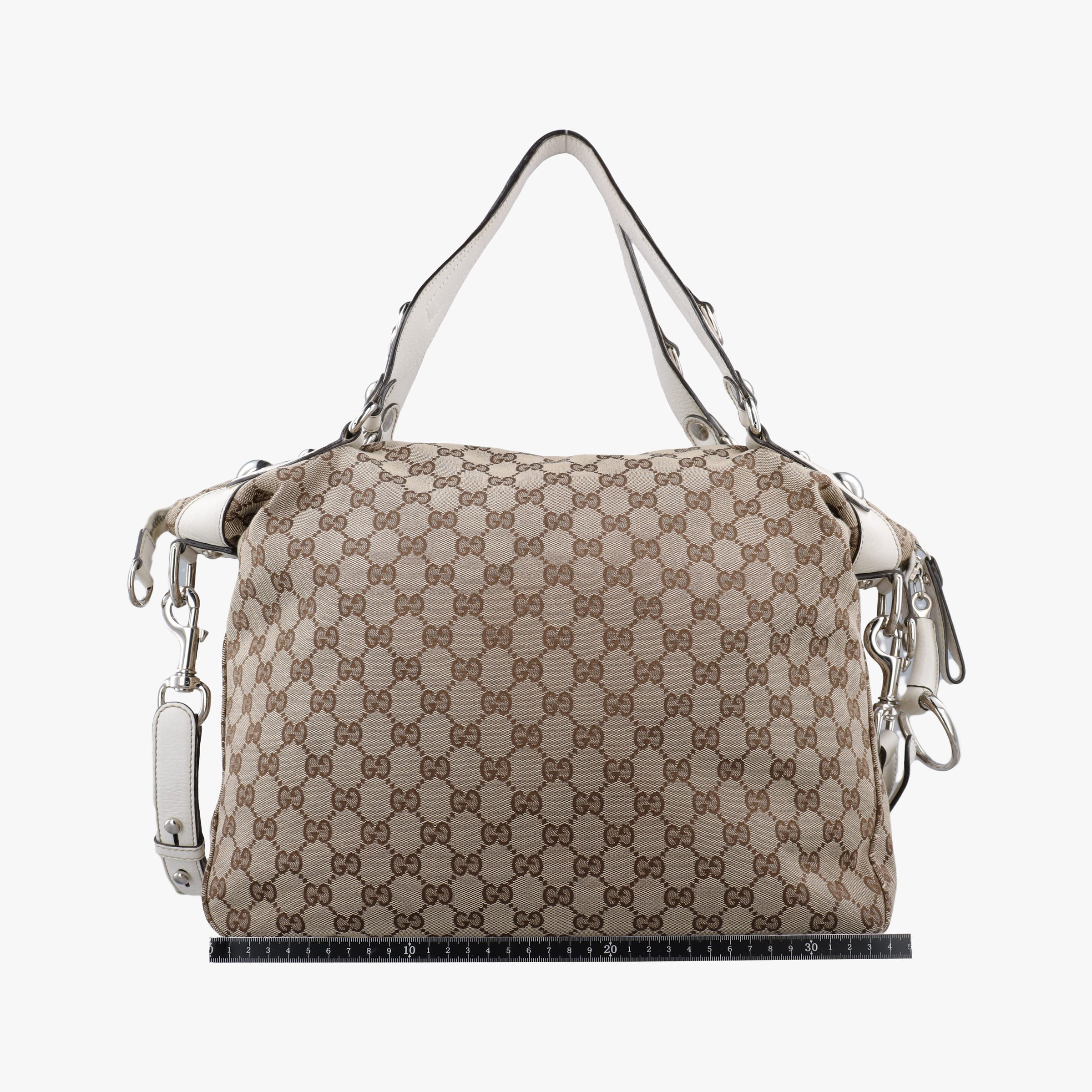 Pre-owned Gucci Icon bit Beige×White canvas× leather 232949 shoulderbag | stylenewstar