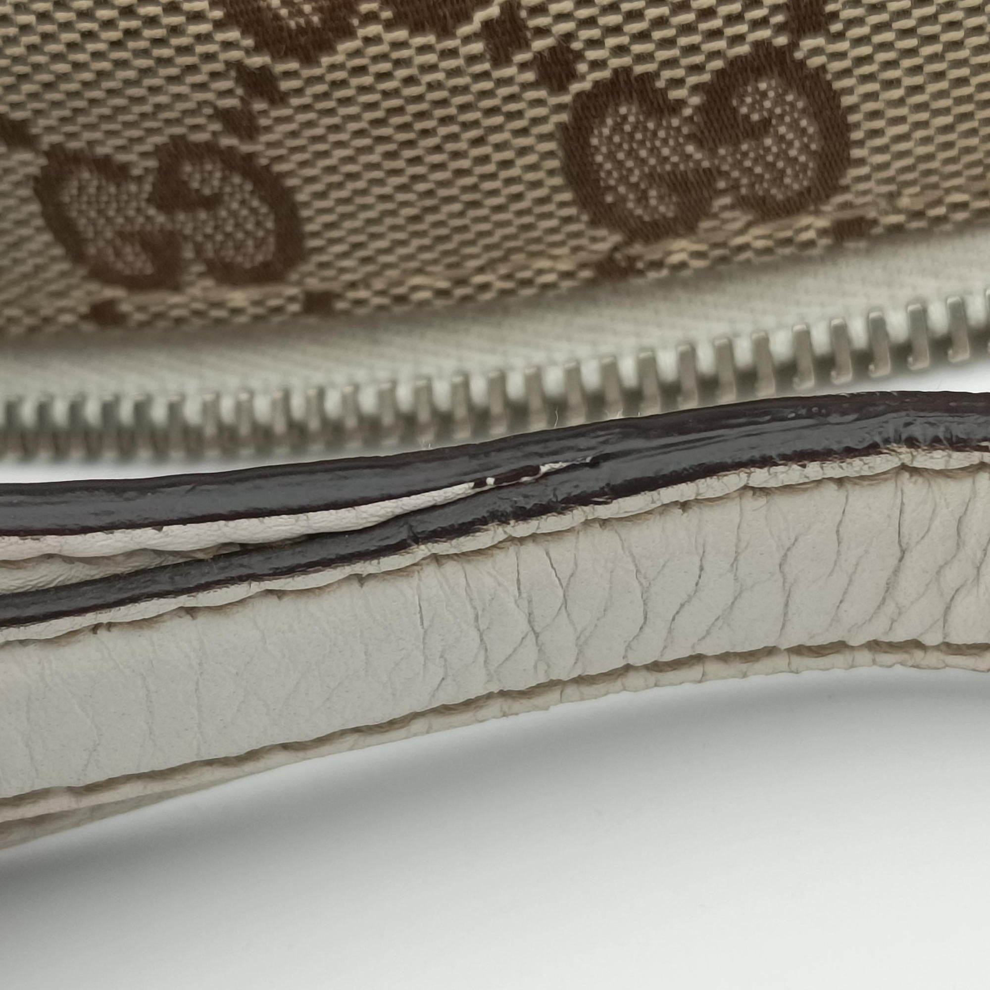 Pre-owned Gucci Icon bit Beige×White canvas× leather 232949 shoulderbag | stylenewstar