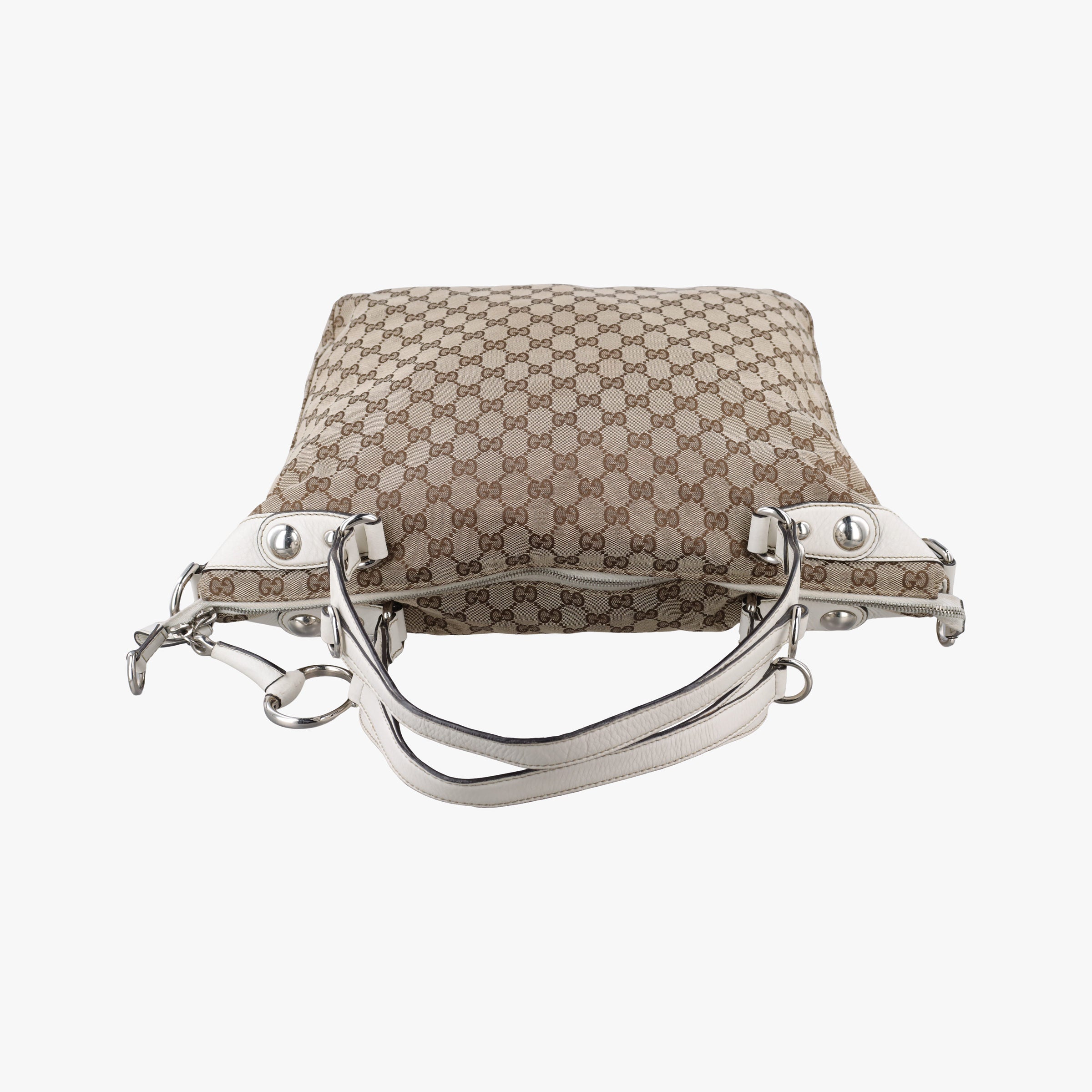 Pre-owned Gucci Icon bit Beige×White canvas× leather 232949 shoulderbag | stylenewstar