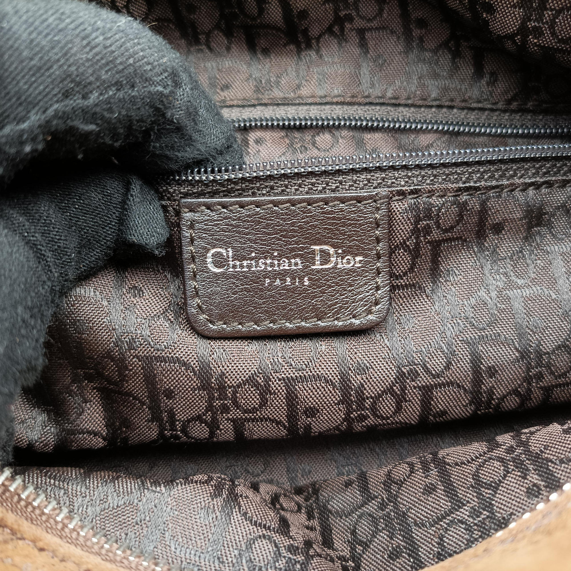 Pre-owned Christian Dior Flight brown x beige Leather x Mouton  shoulderbag | stylenewstar