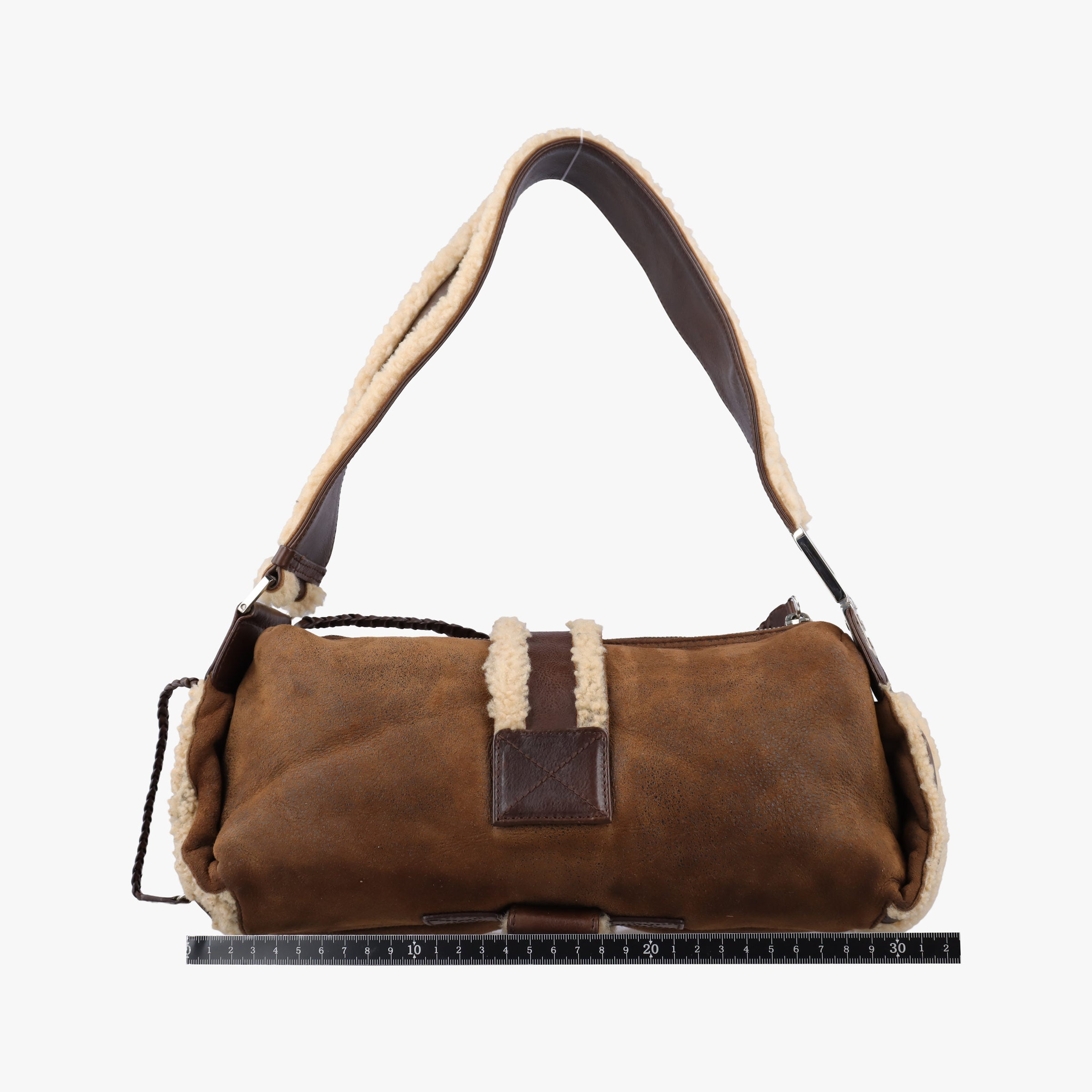 Pre-owned Christian Dior Flight brown x beige Leather x Mouton  shoulderbag | stylenewstar