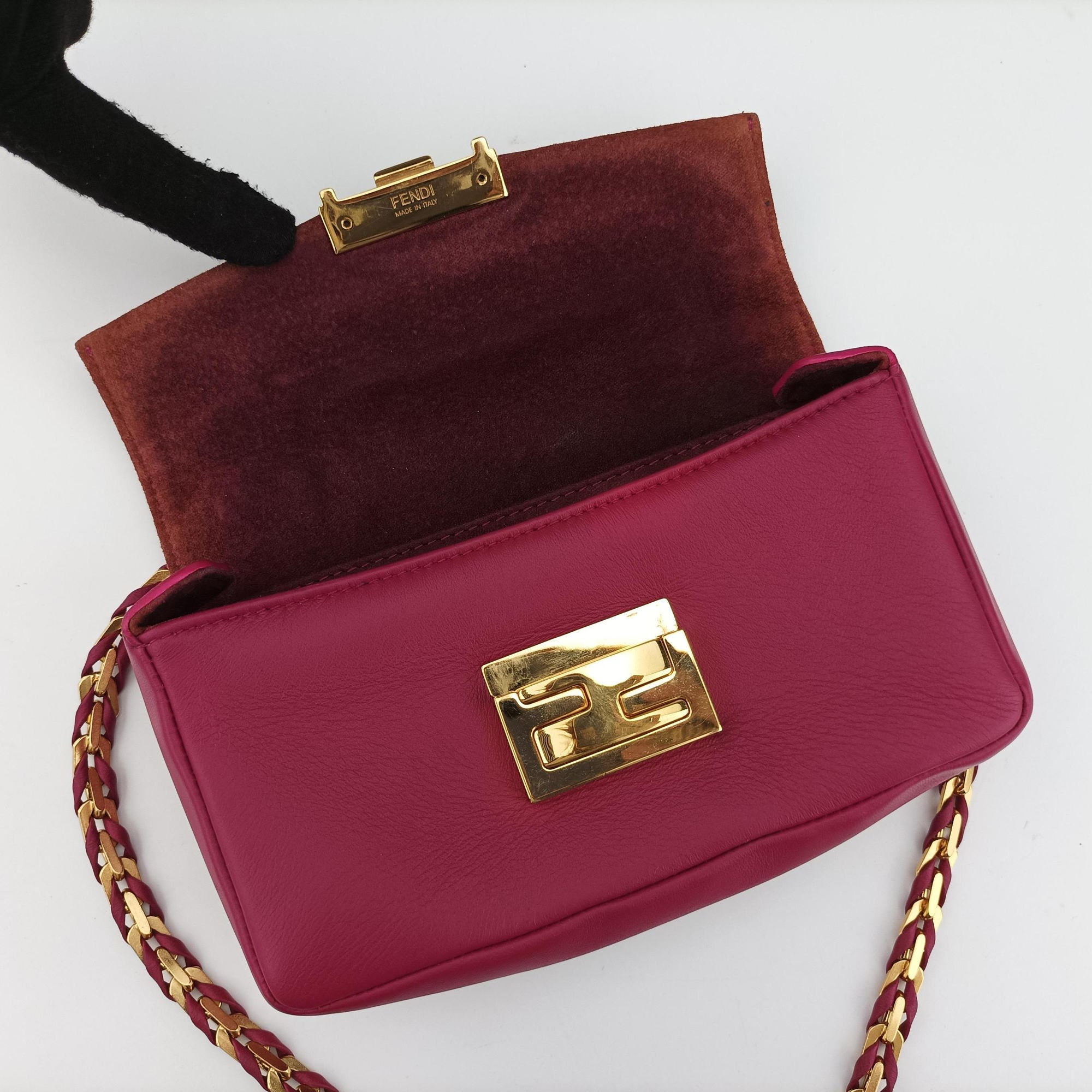 Secondhand Fendi Mini Be Baguette Rose Leather 8M0315 shoulderbag | stylenewstar