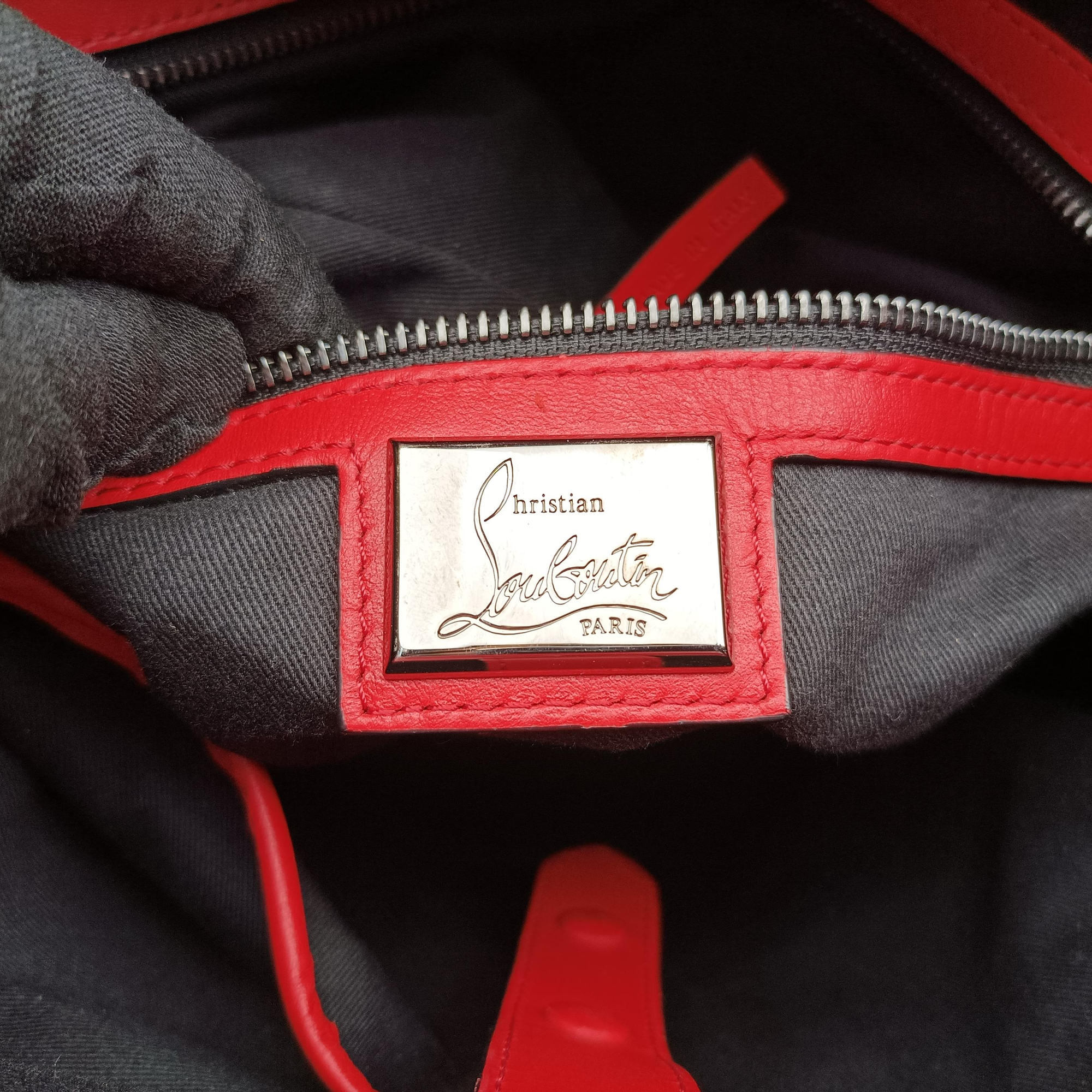 Pre-owned Christian Louboutin Explorafunk Black x Red leather  backpack/rucksack | stylenewstar