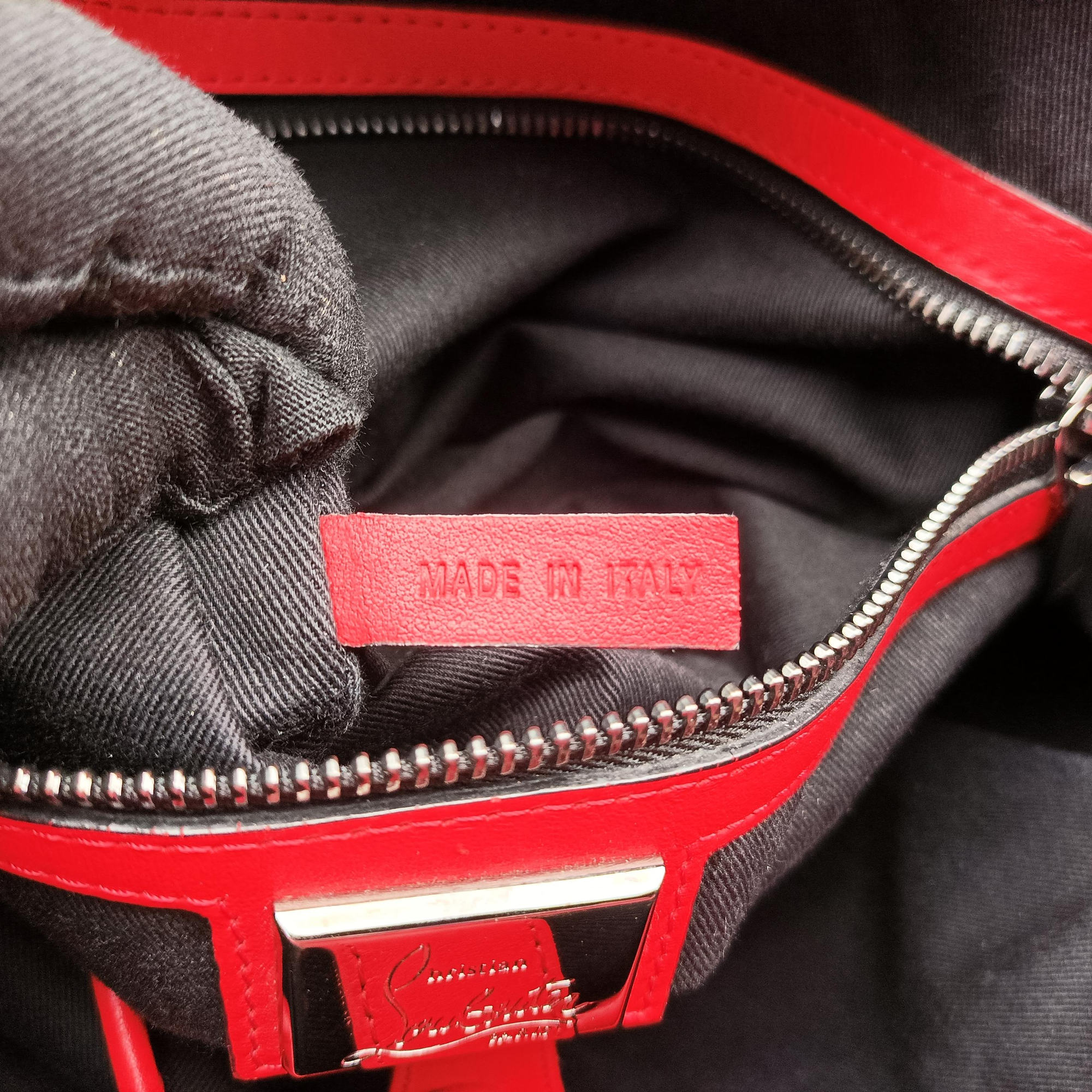 Pre-owned Christian Louboutin Explorafunk Black x Red leather  backpack/rucksack | stylenewstar