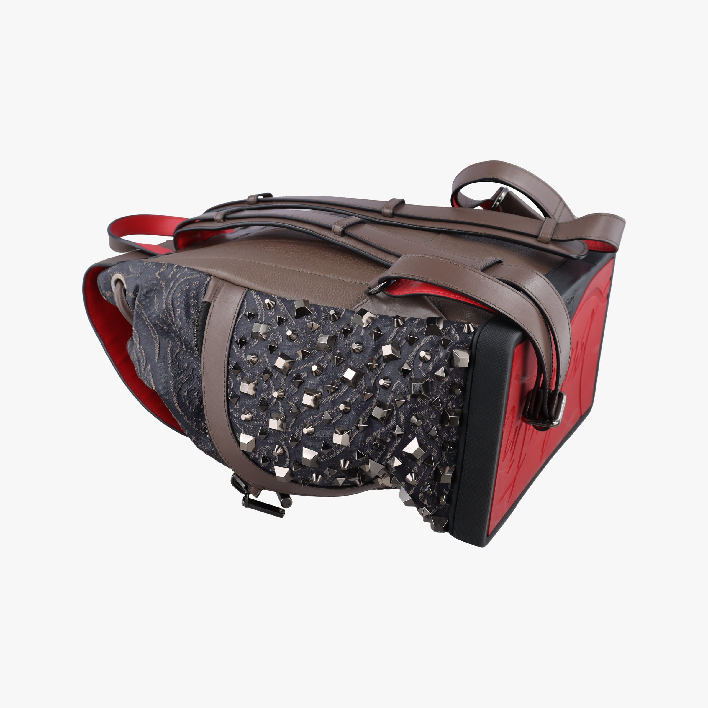Pre-owned Christian Louboutin Explorafunk Black x Red leather  backpack/rucksack | stylenewstar