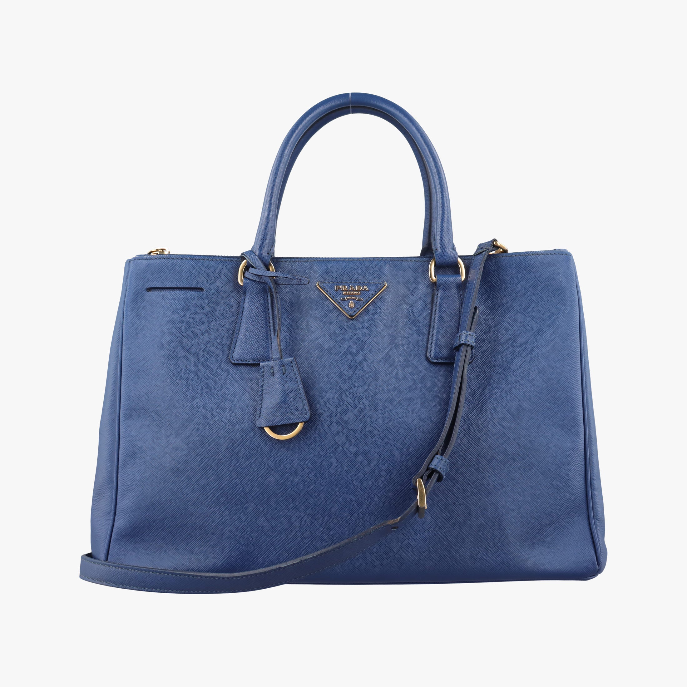 Pre-owned Prada Galleria Blue SAFFIANO Leather BN2274 shoulderbag | stylenewstar