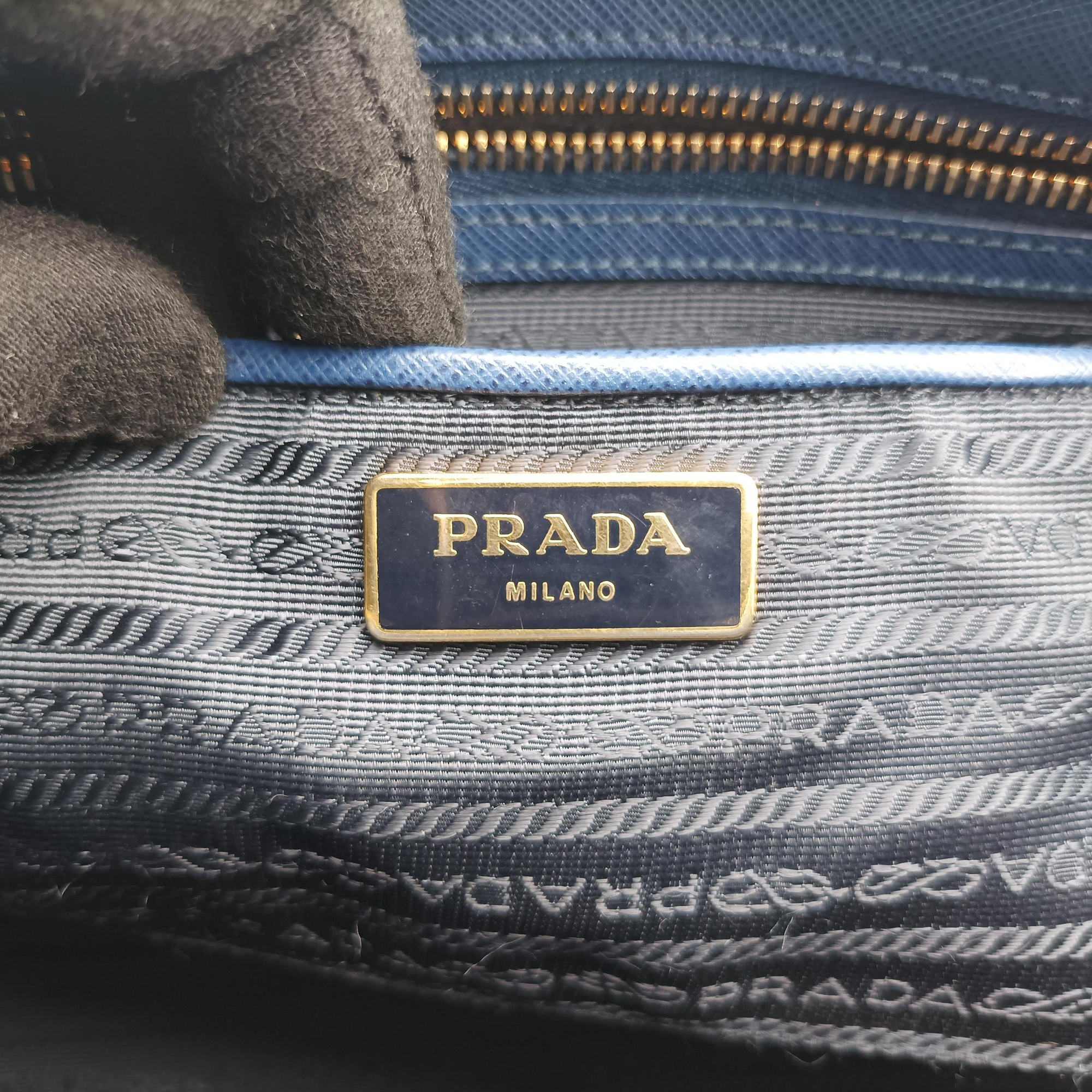 Pre-owned Prada Galleria Blue SAFFIANO Leather BN2274 shoulderbag | stylenewstar