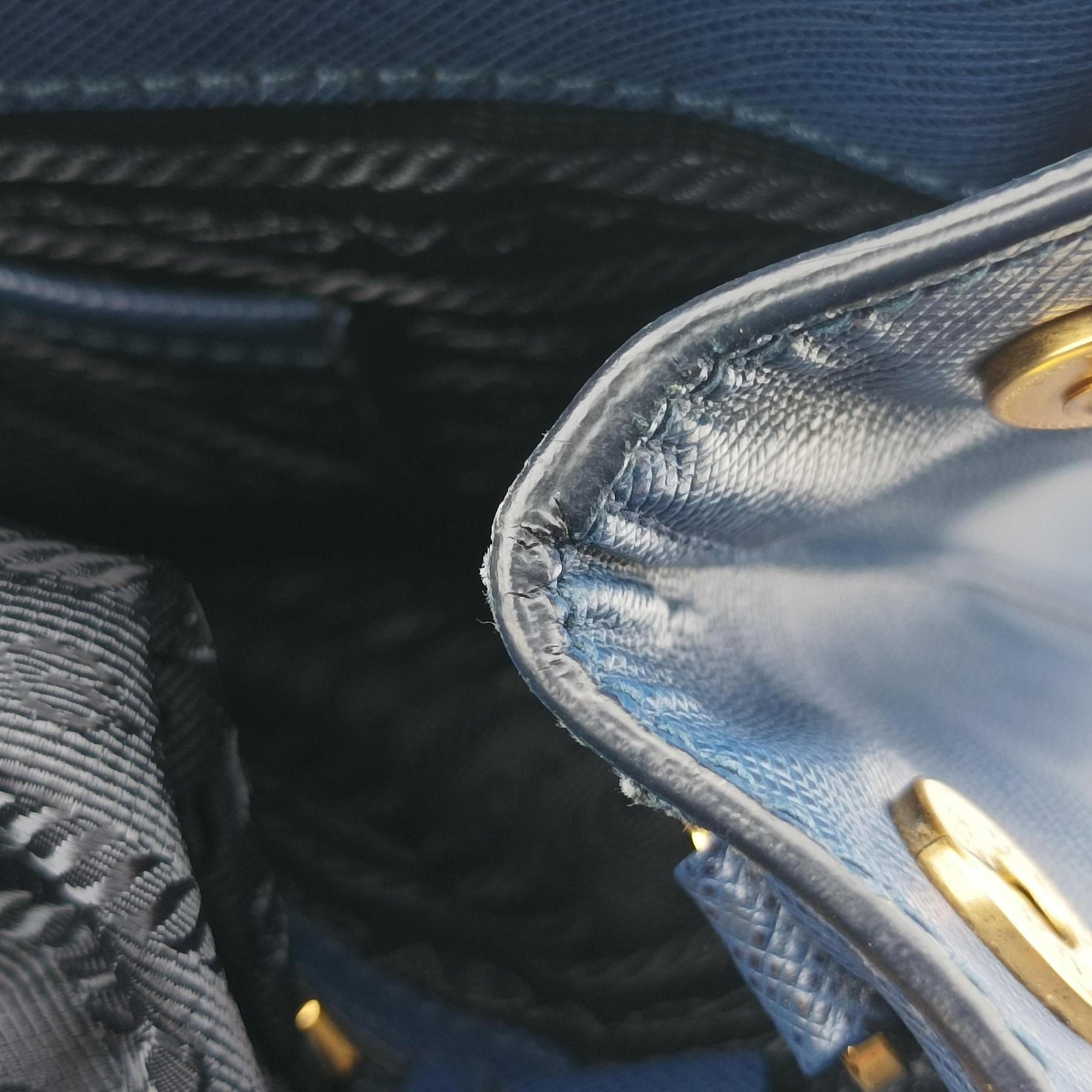 Pre-owned Prada Galleria Blue SAFFIANO Leather BN2274 shoulderbag | stylenewstar