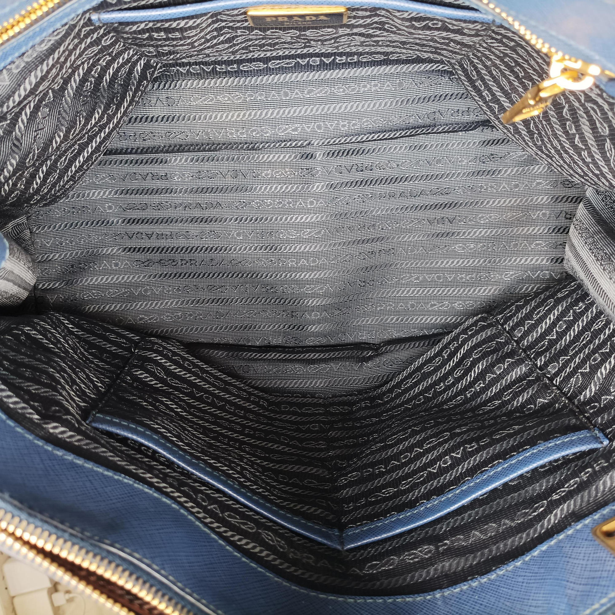 Pre-owned Prada Galleria Blue SAFFIANO Leather BN2274 shoulderbag | stylenewstar
