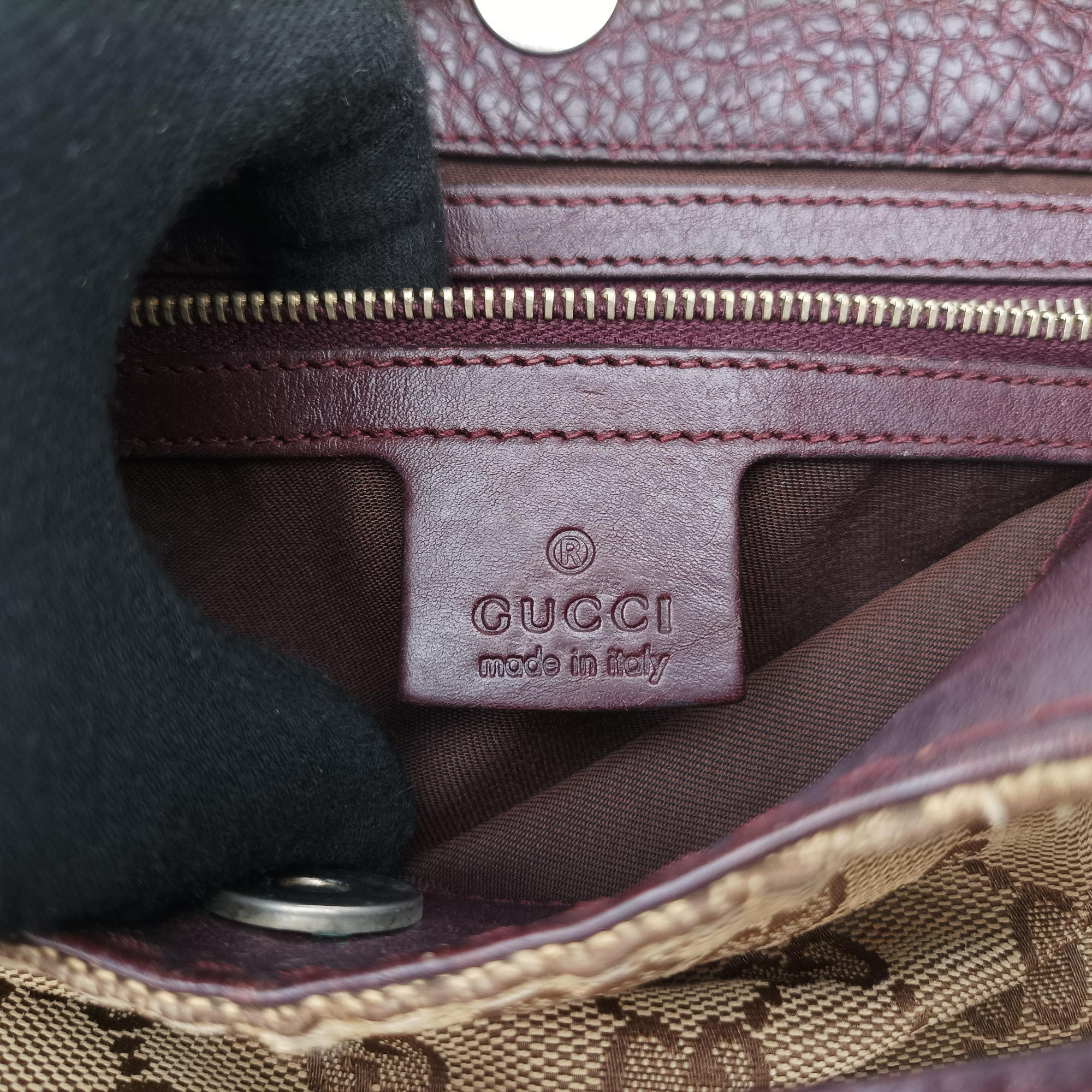 Secondhand Gucci Charlotte BeigexBordeaux canvasxLeather 203503 shoulderbag | stylenewstar