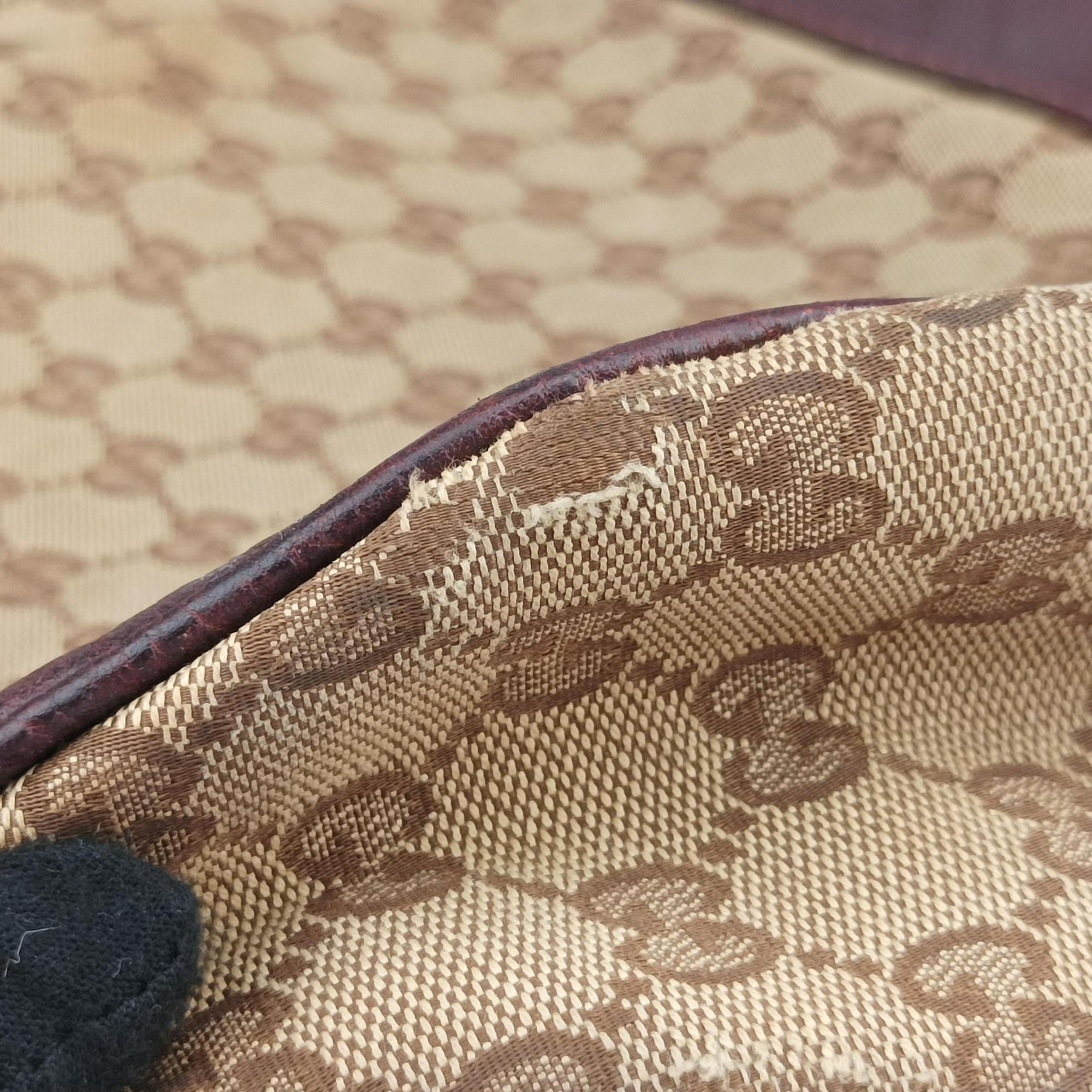 Secondhand Gucci Charlotte BeigexBordeaux canvasxLeather 203503 shoulderbag | stylenewstar