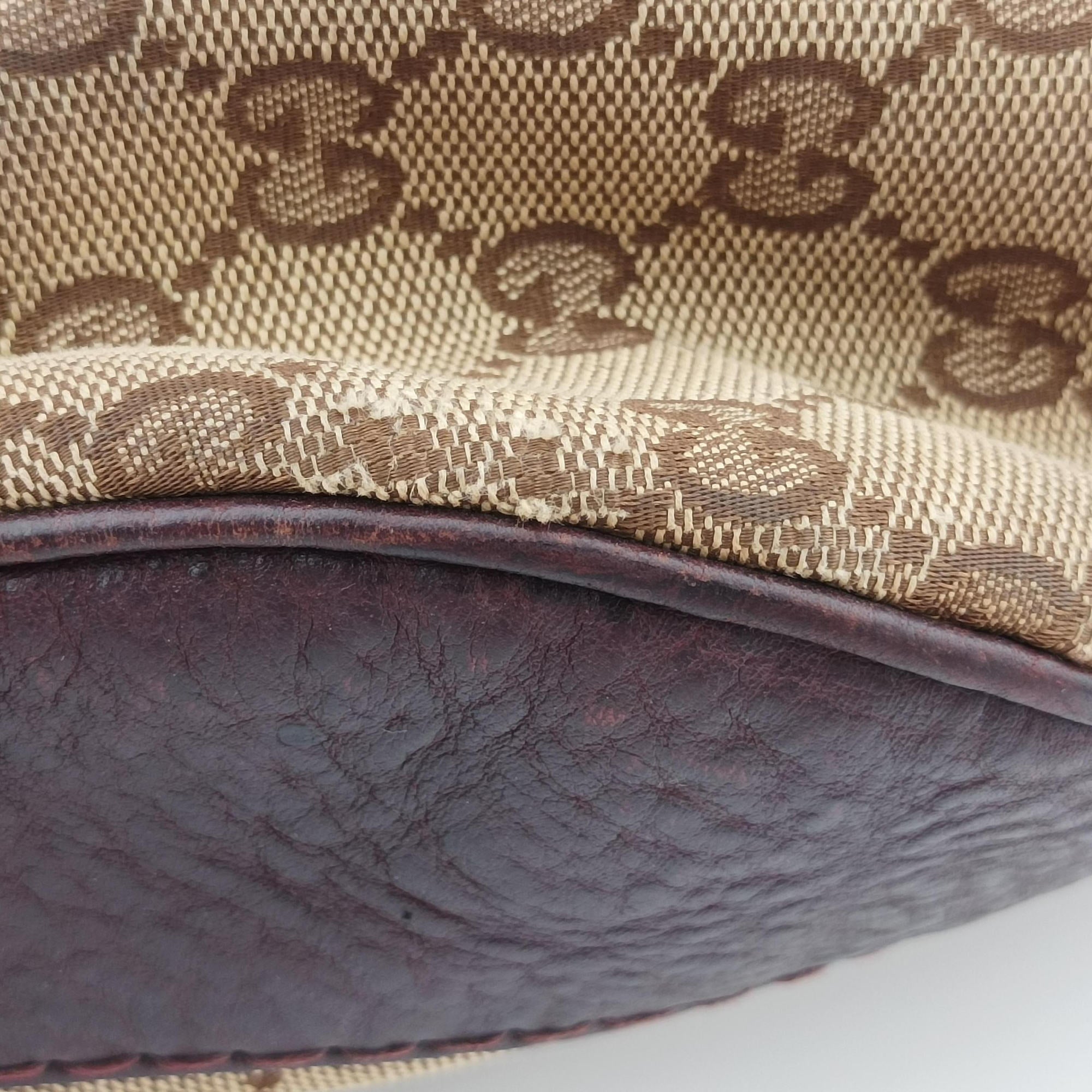 Secondhand Gucci Charlotte BeigexBordeaux canvasxLeather 203503 shoulderbag | stylenewstar