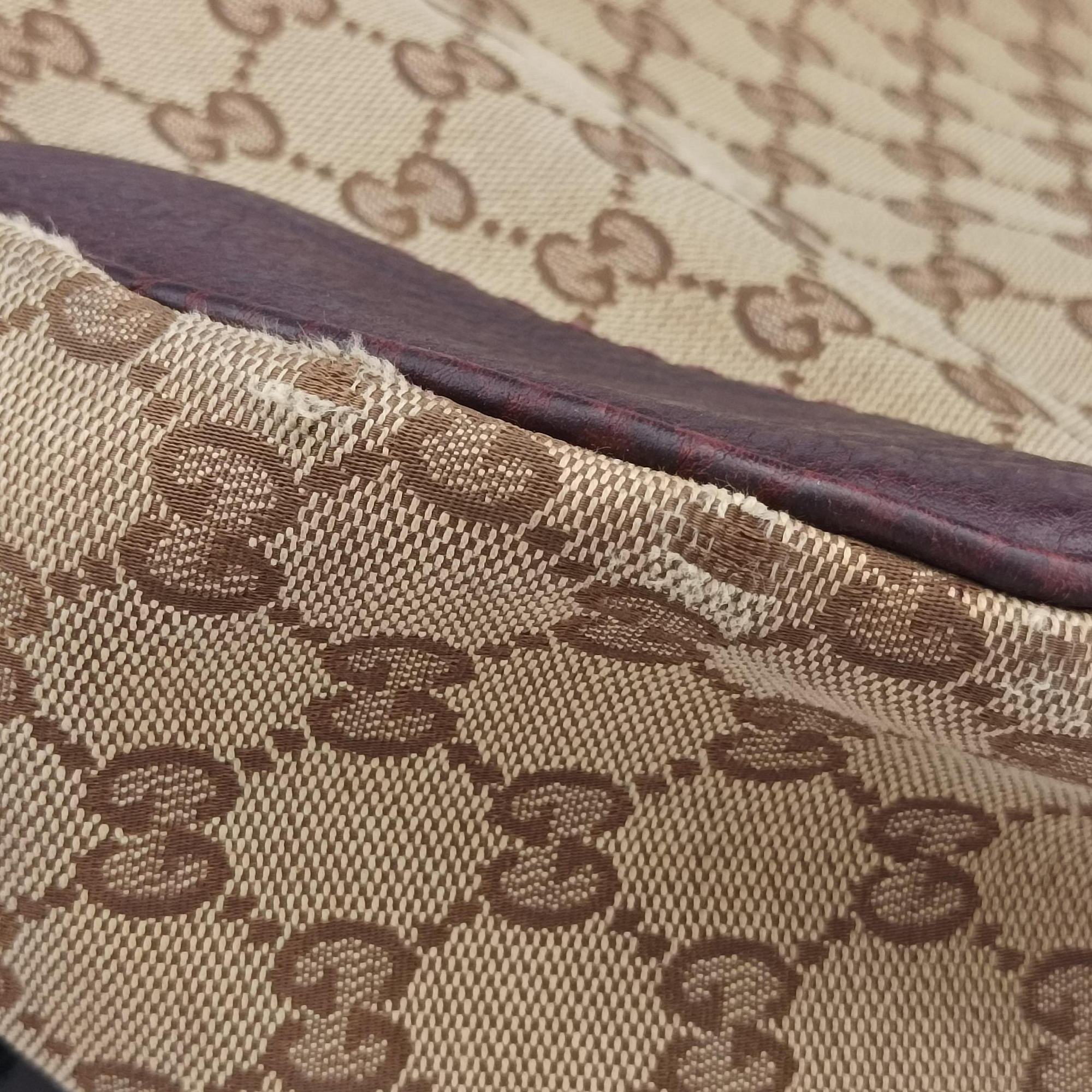 Secondhand Gucci Charlotte BeigexBordeaux canvasxLeather 203503 shoulderbag | stylenewstar