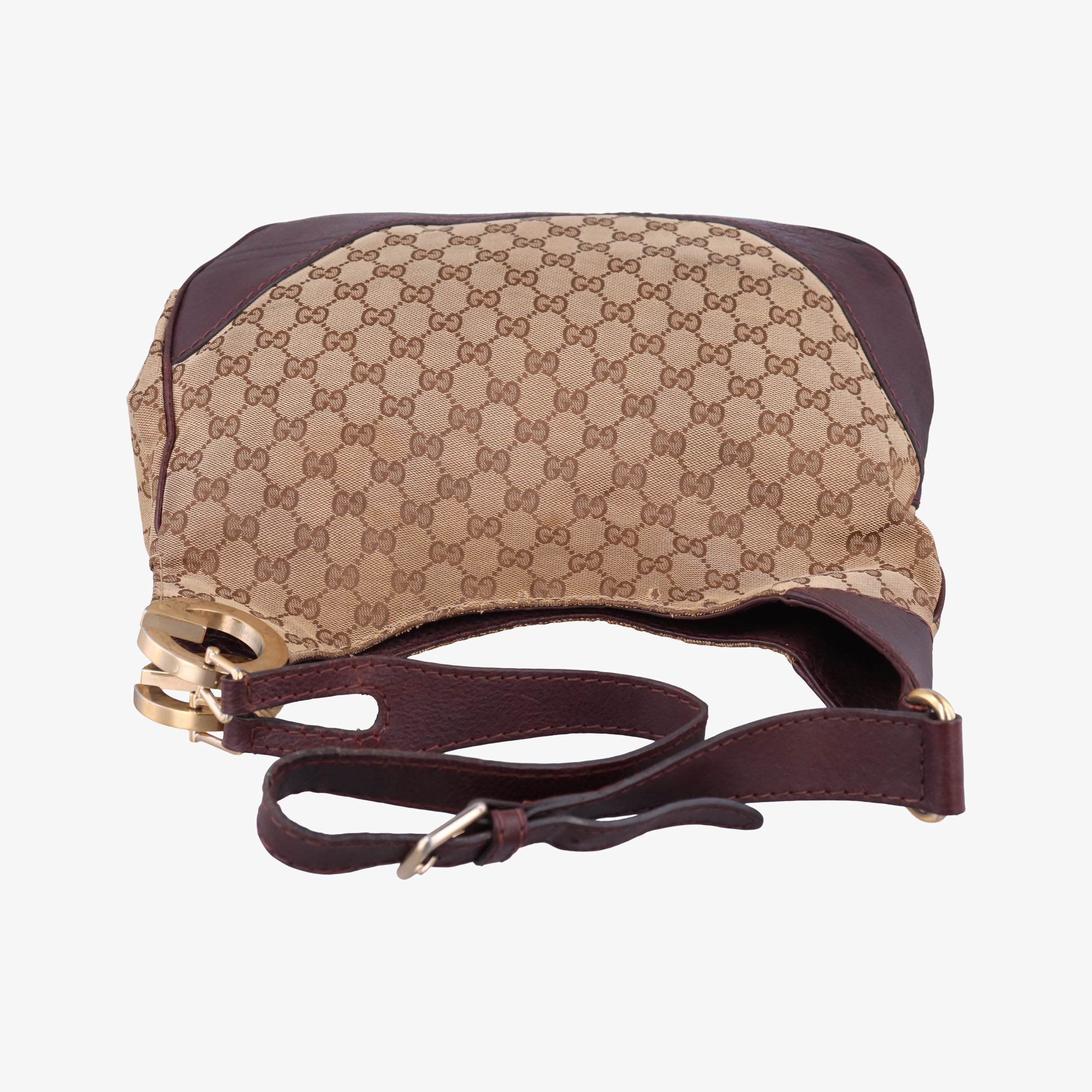 Secondhand Gucci Charlotte BeigexBordeaux canvasxLeather 203503 shoulderbag | stylenewstar