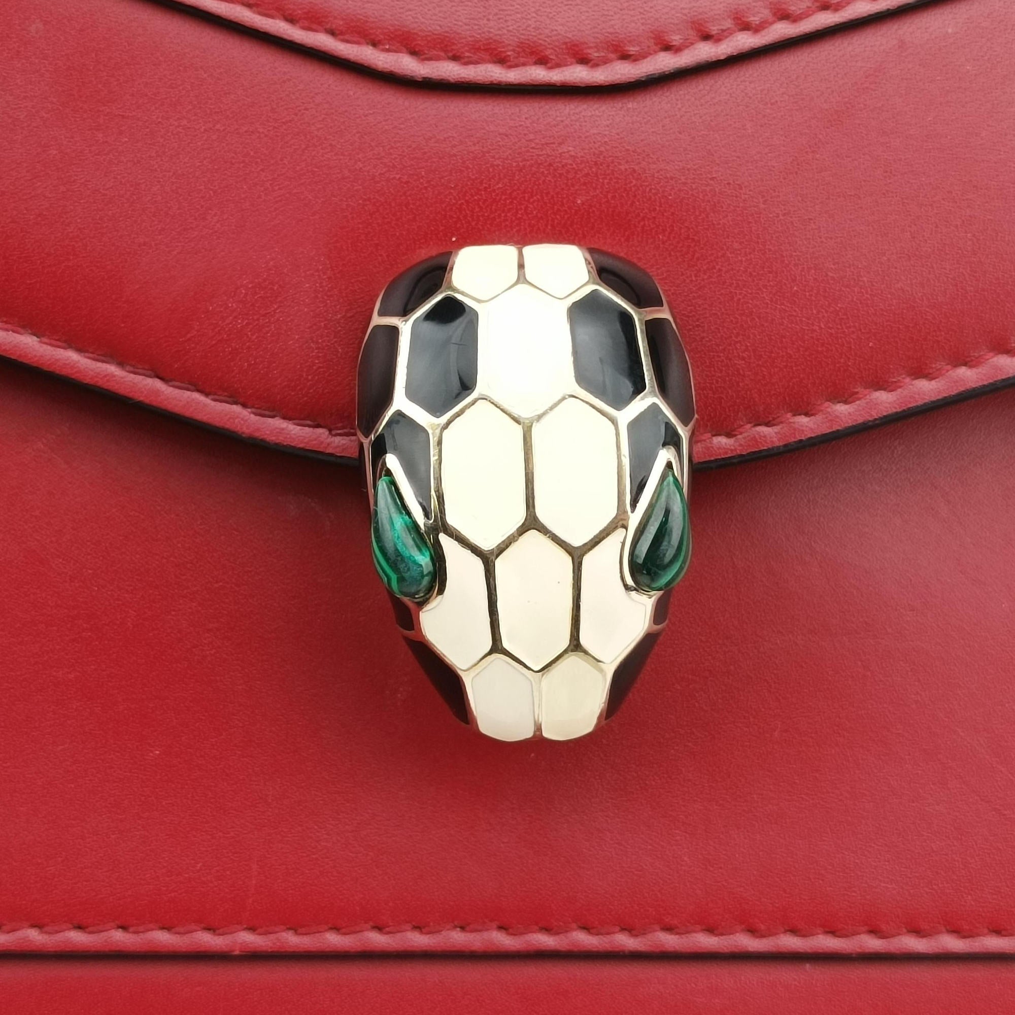 Vintage Bvlgari SERPENTI FOREVER Red Leather  shoulderbag | stylenewstar