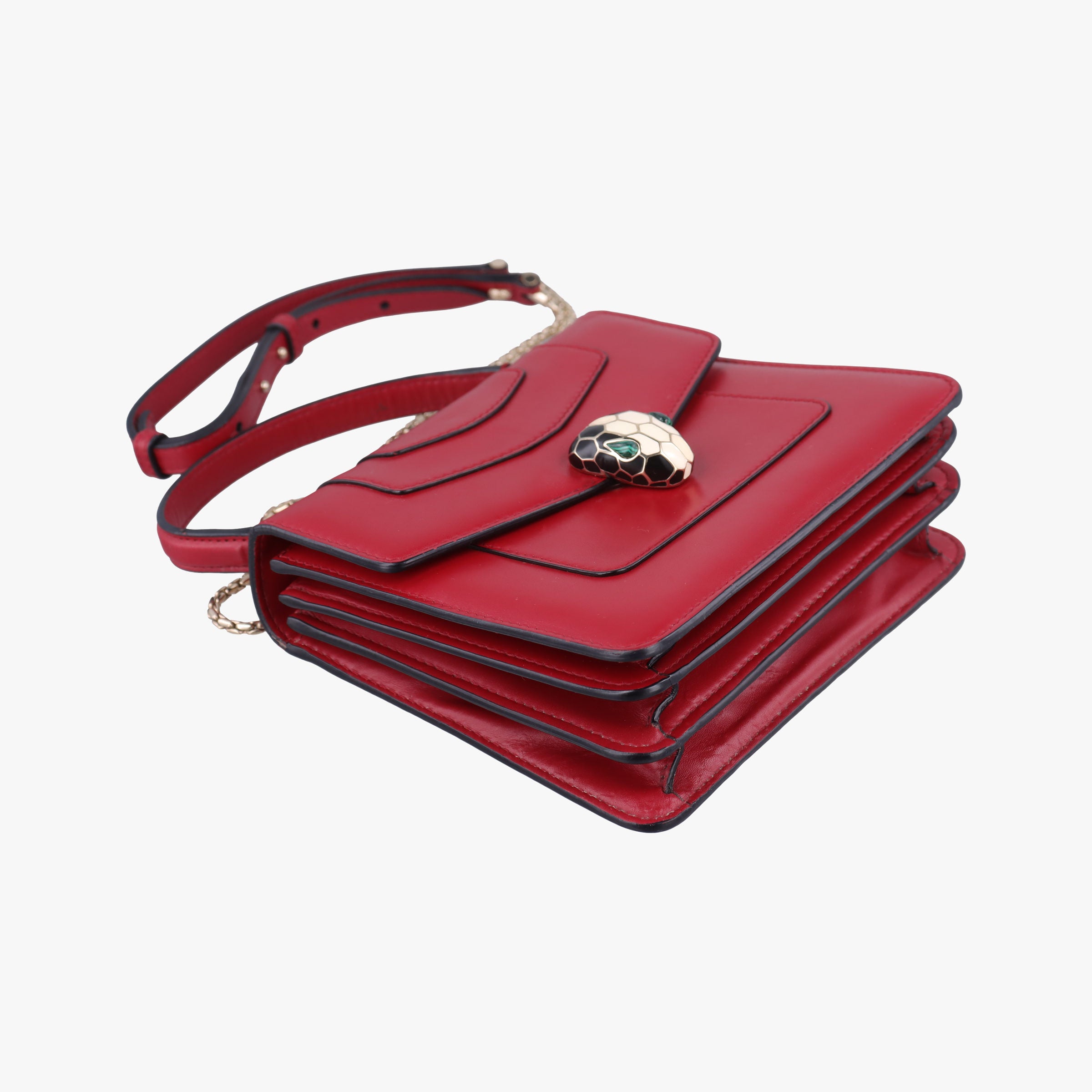 Vintage Bvlgari SERPENTI FOREVER Red Leather  shoulderbag | stylenewstar