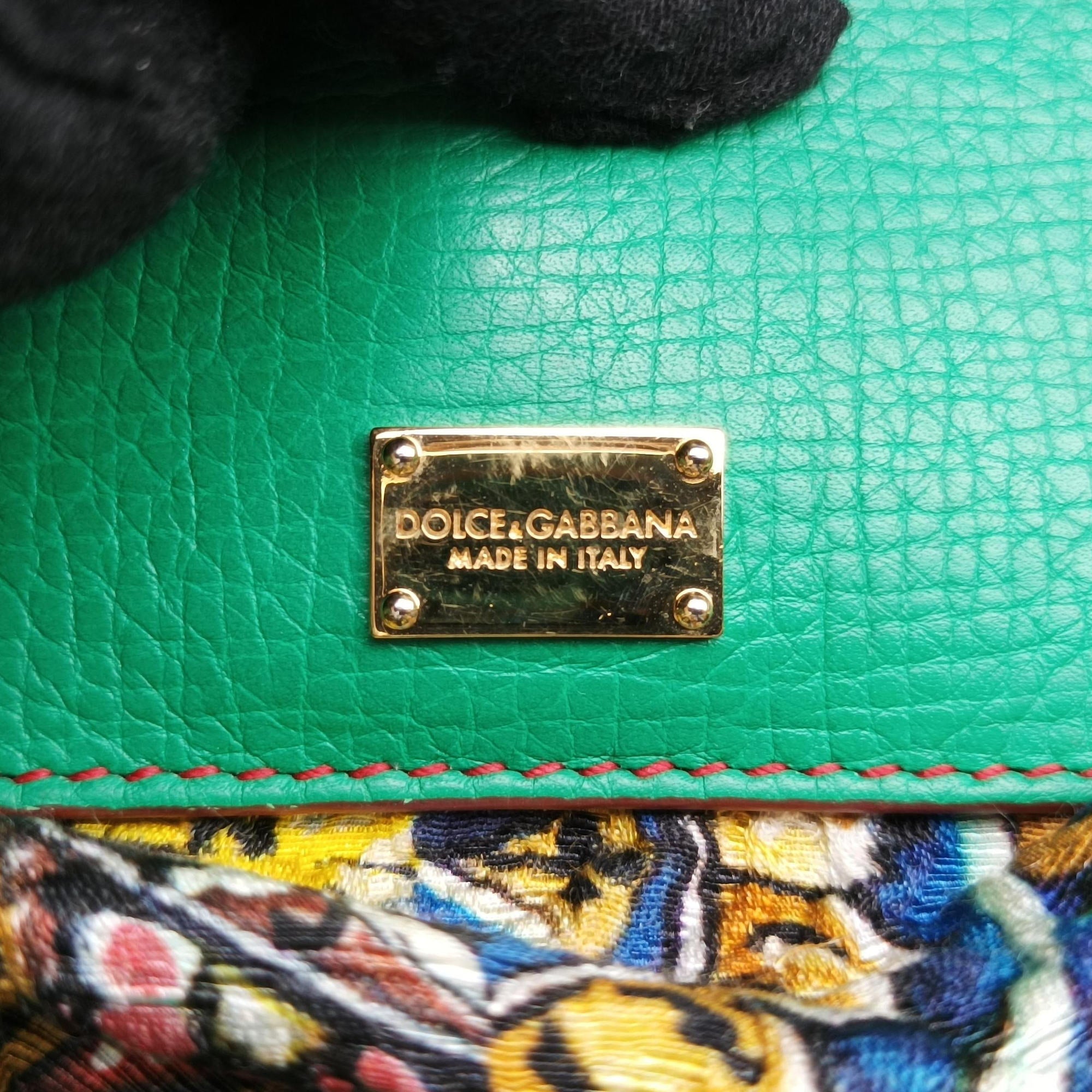 Pre-owned Dolce & Gabbana SICILY Red×pink×Green Leather×ponyhair  shoulderbag | stylenewstar