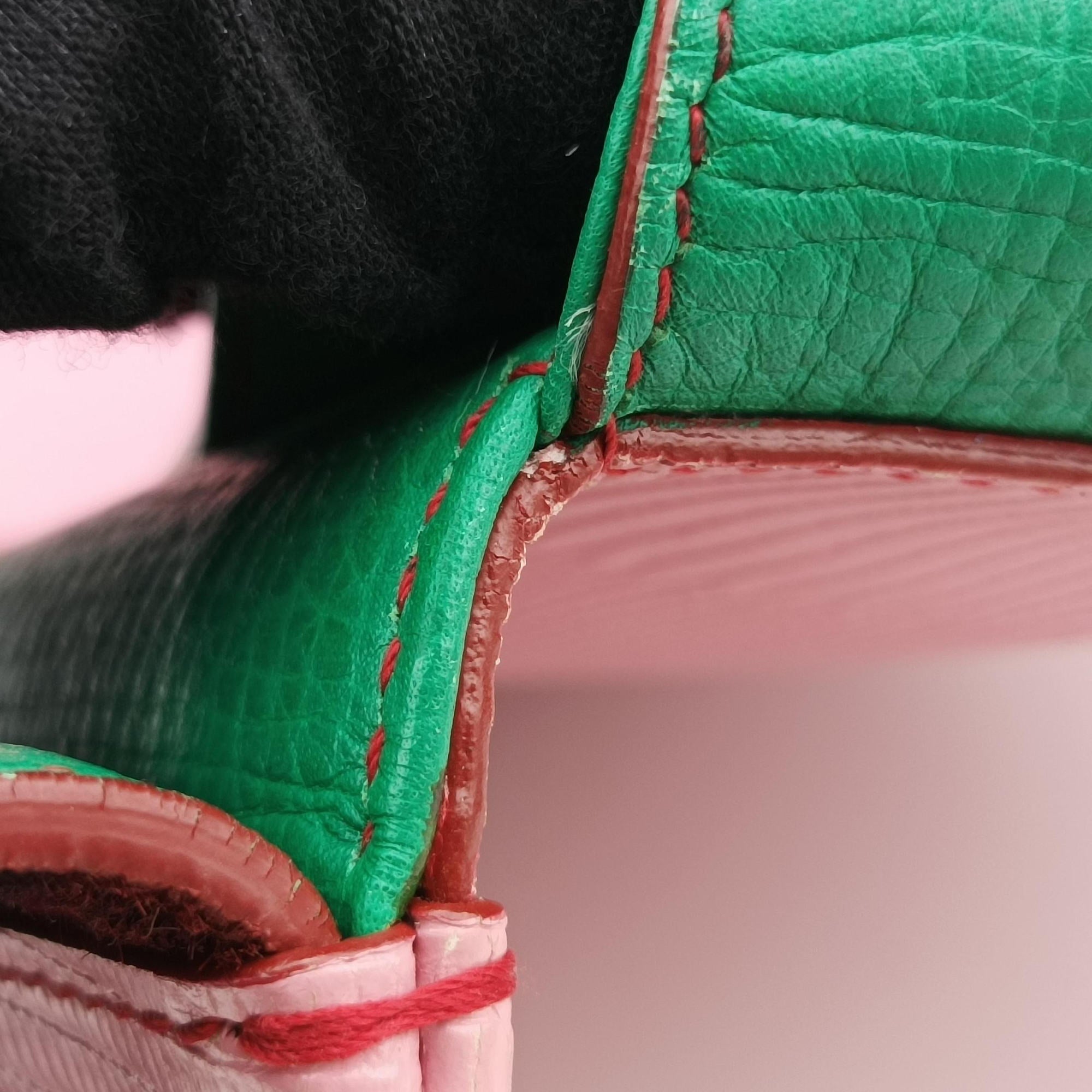 Pre-owned Dolce & Gabbana SICILY Red×pink×Green Leather×ponyhair  shoulderbag | stylenewstar