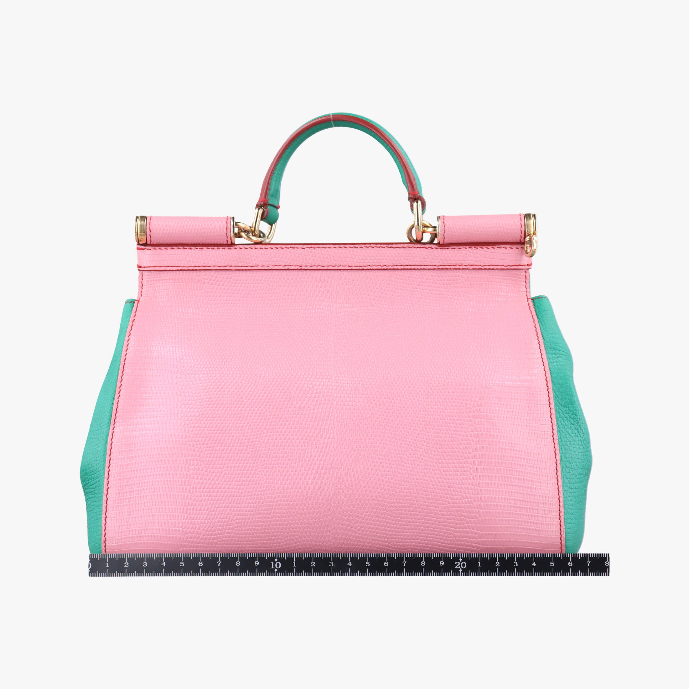 Pre-owned Dolce & Gabbana SICILY Red×pink×Green Leather×ponyhair  shoulderbag | stylenewstar