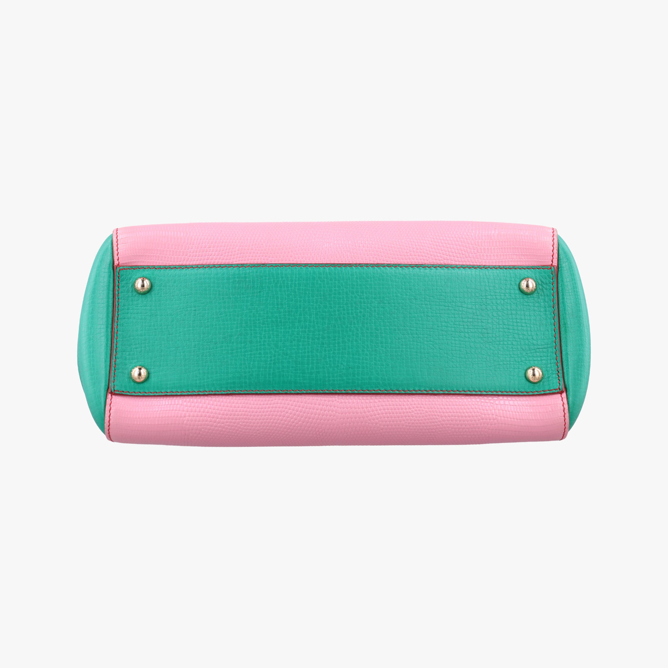 Pre-owned Dolce & Gabbana SICILY Red×pink×Green Leather×ponyhair  shoulderbag | stylenewstar