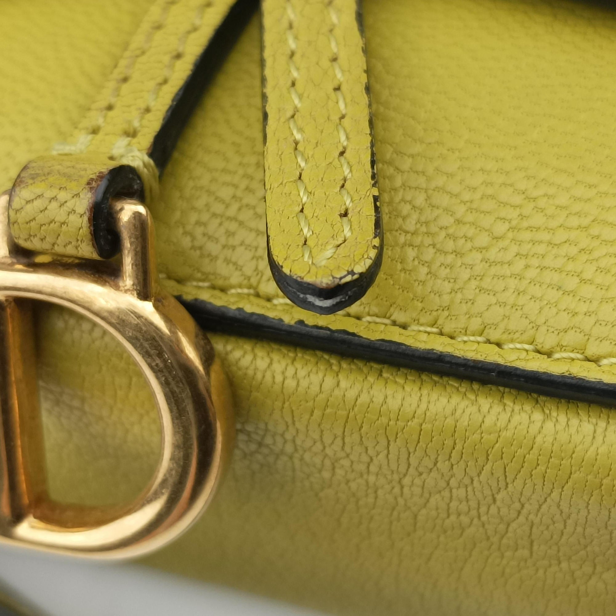 Pre-owned Christian Dior Saddle Yellow leather  shoulderbag | stylenewstar